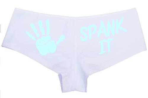 Knaughty Knickers Spank It My Ass with Hand Palm Print BDSM Sexy White Boyshort