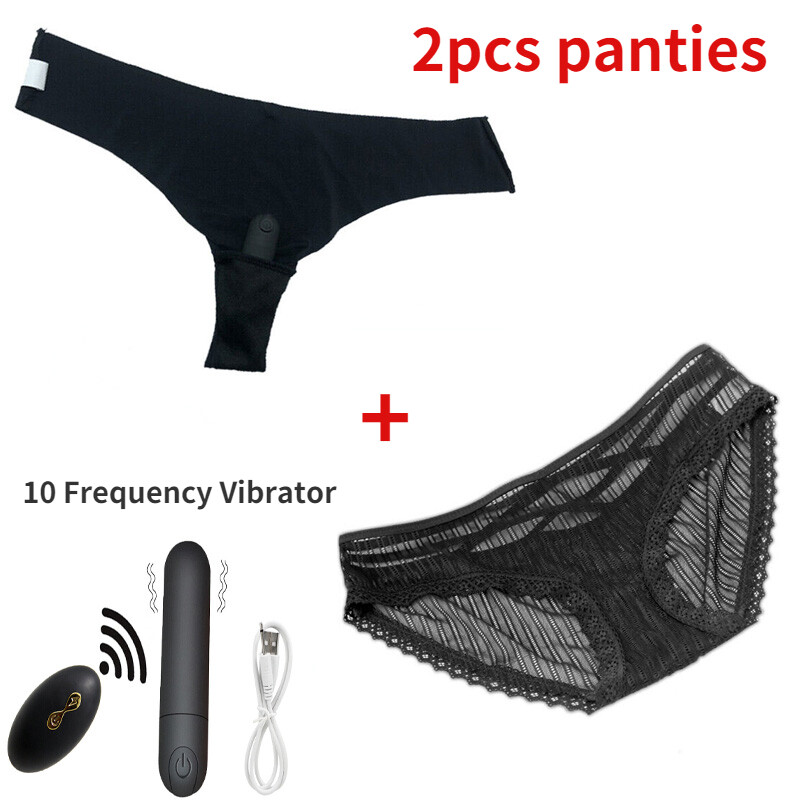 2PCS Wireless Remote Control Vibrating Panties Sexy Lace Rechargeable Women Gift