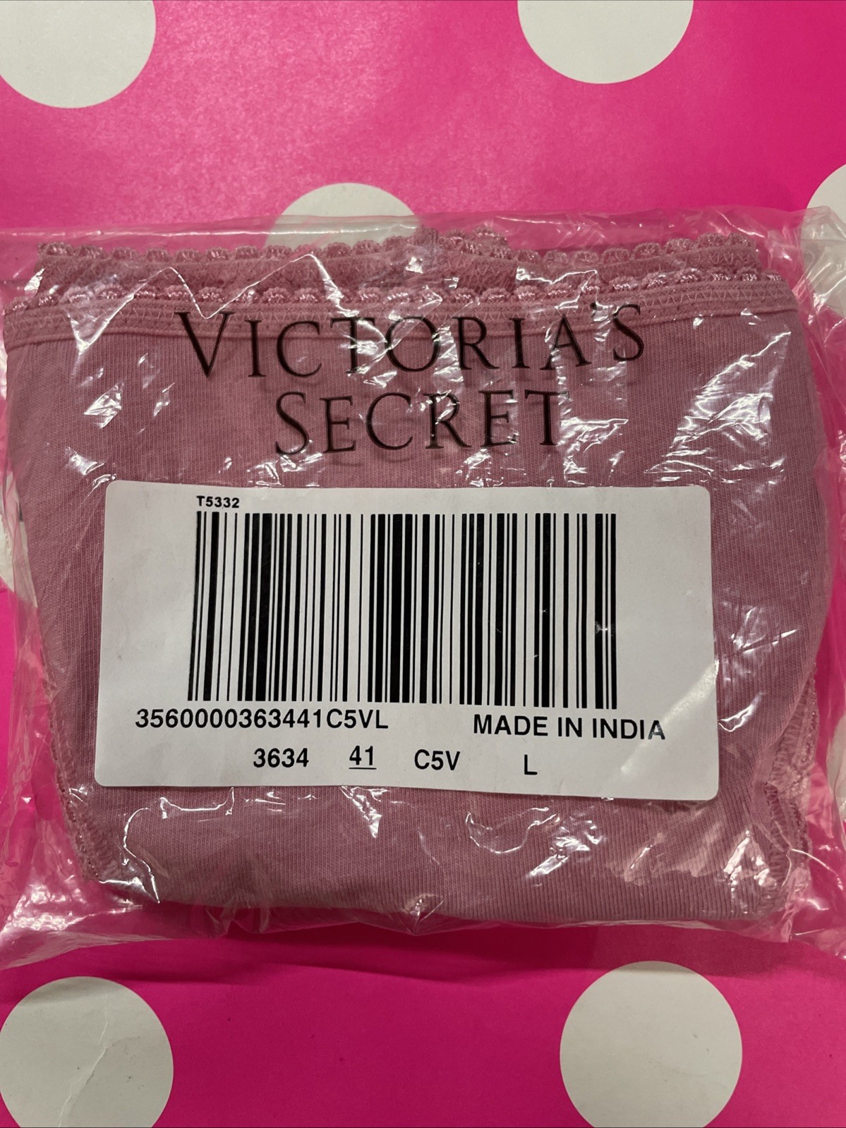2017 Victoria Secret Sheer Lace Back String Bikini L Panties Mauve Cotton Front