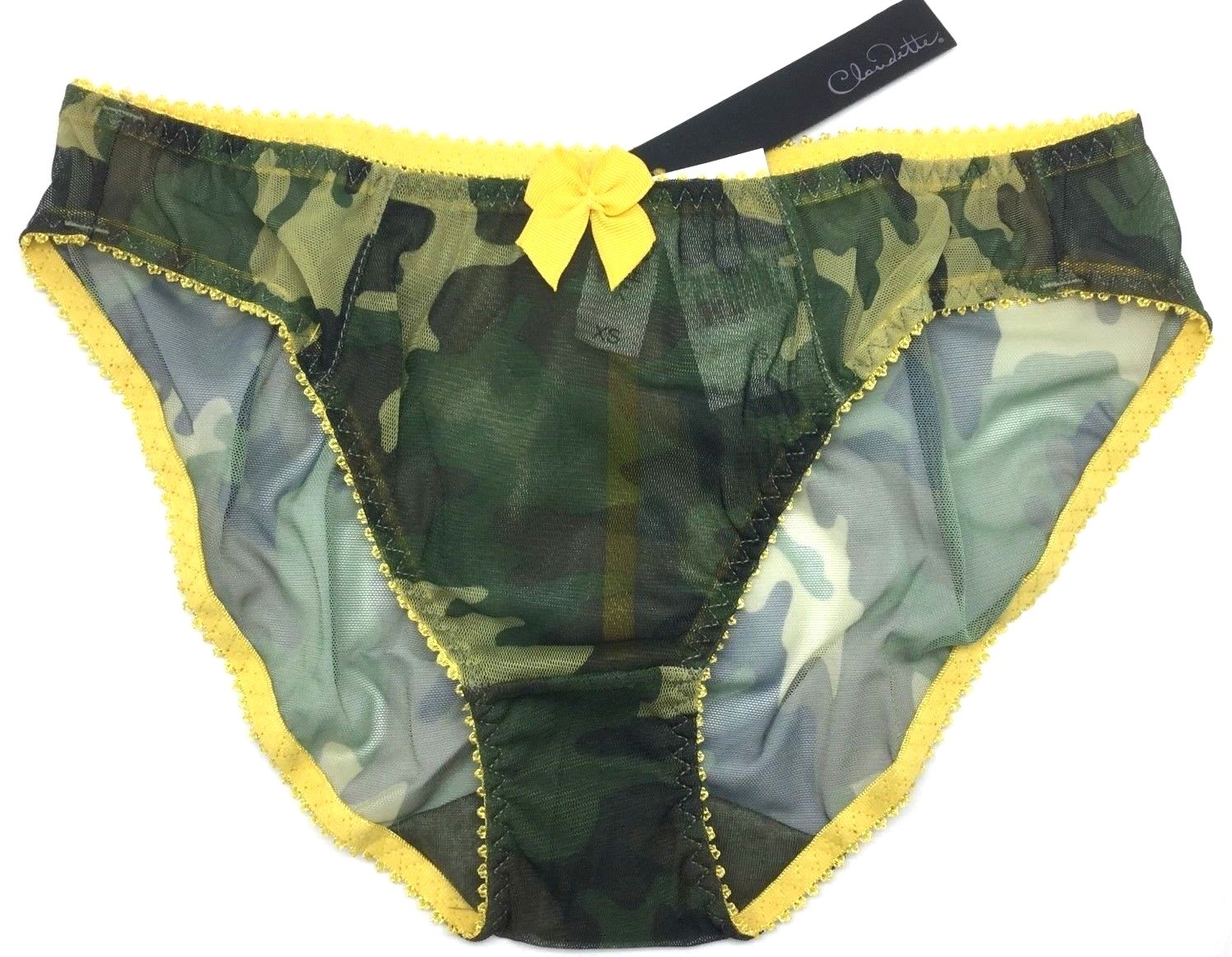 Claudette Dessous Mesh Bikini Panty Women’s Sexy Lingerie Underwear Camo Yellow