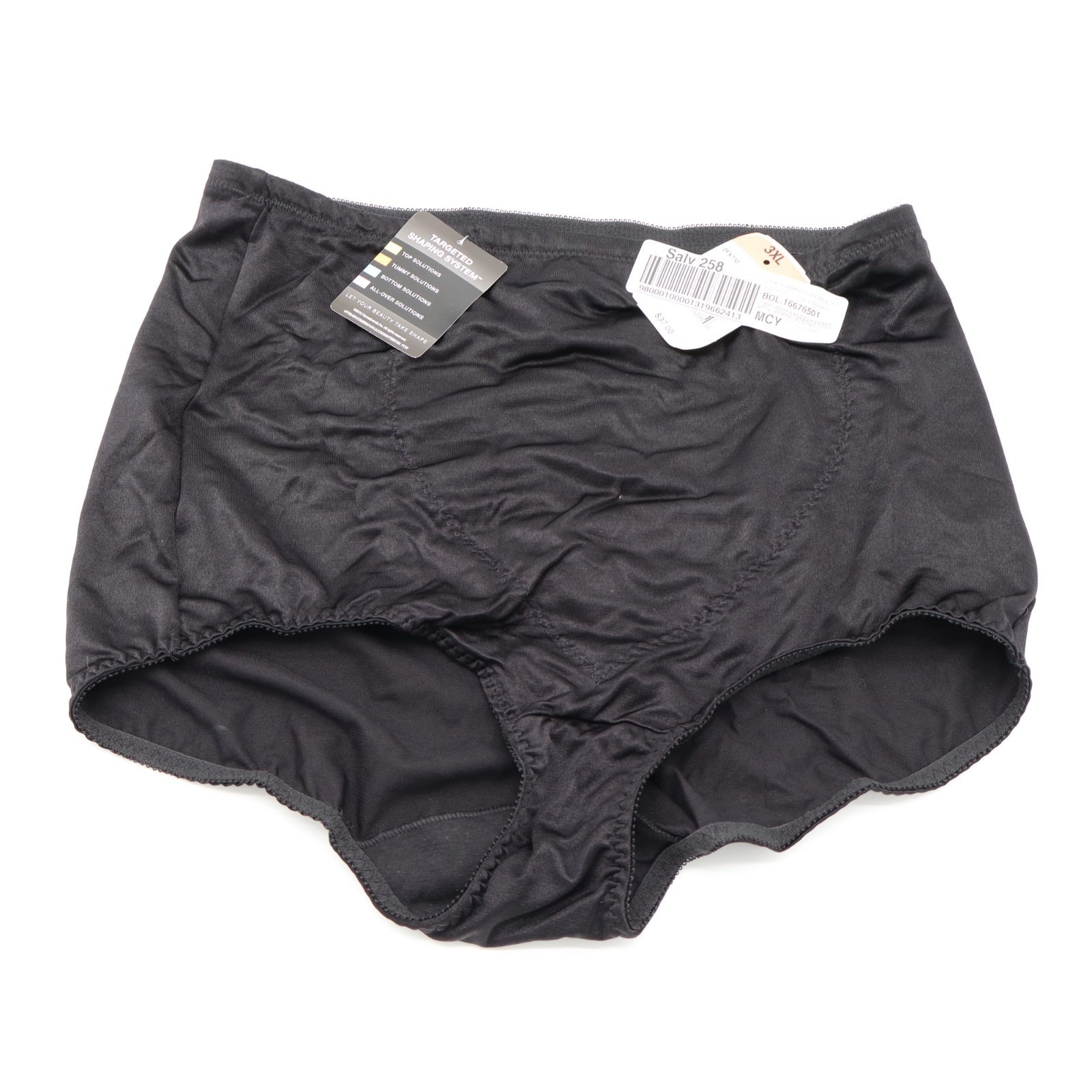 Bali Firm Control Tummy Panel Brief Womens 3XL Black Stretch Lace Trim