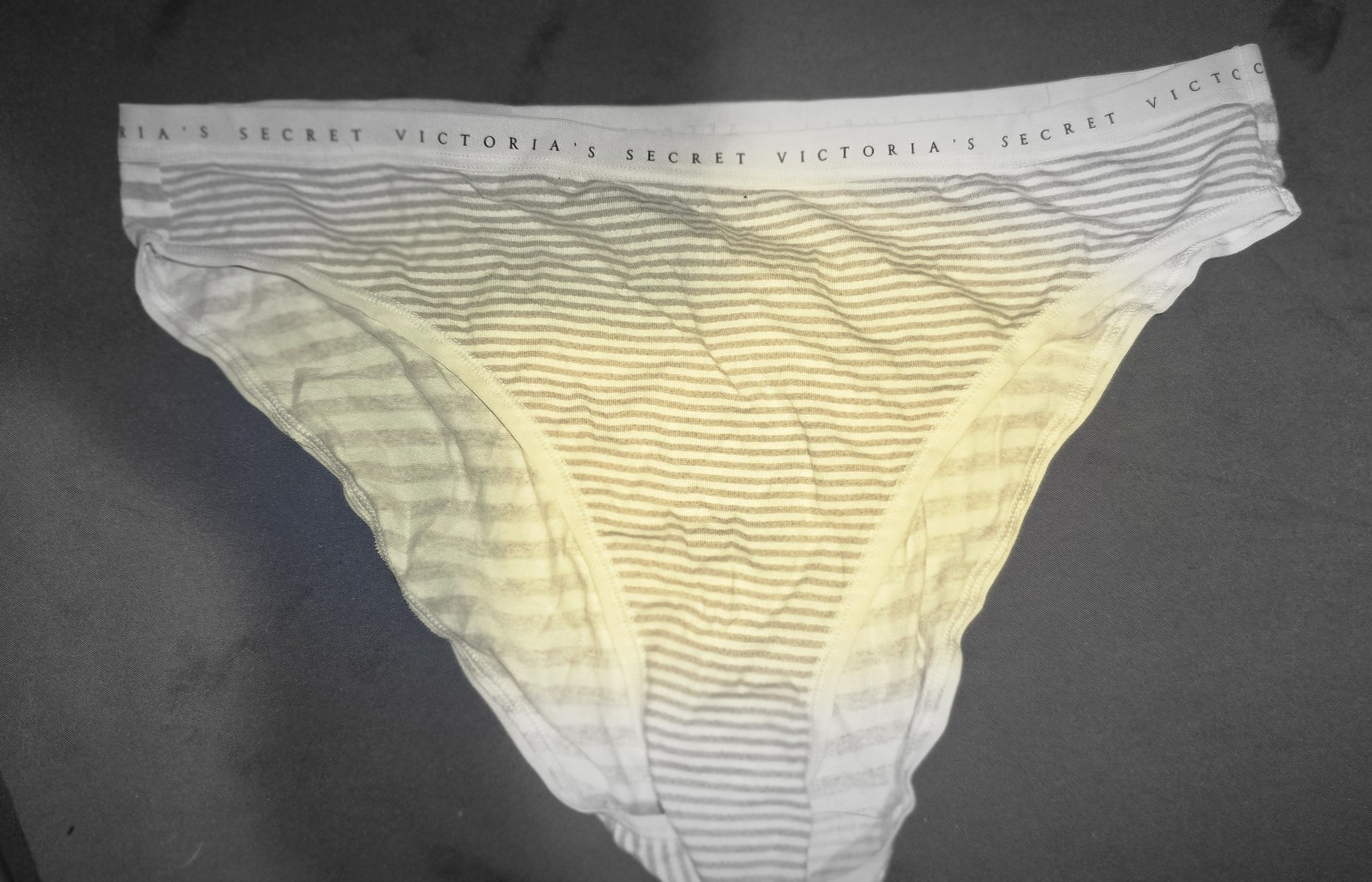 Victoria’s Secret Striped Bikini Panties Gray/White XL 1 Pack Cotton Modal