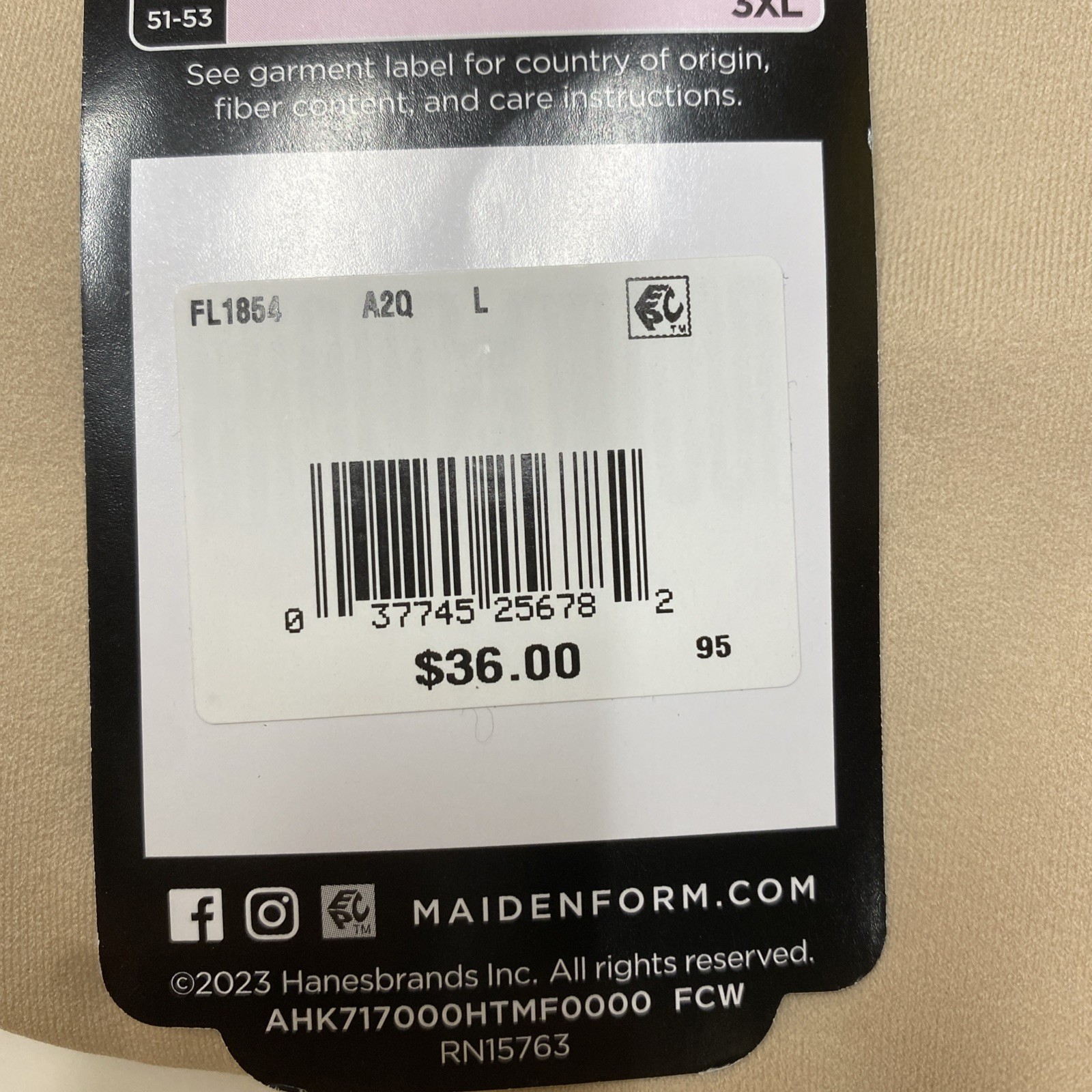 Maidenform Firm Control High Waist Brief Panty Women Beige Cool Comfort Size L