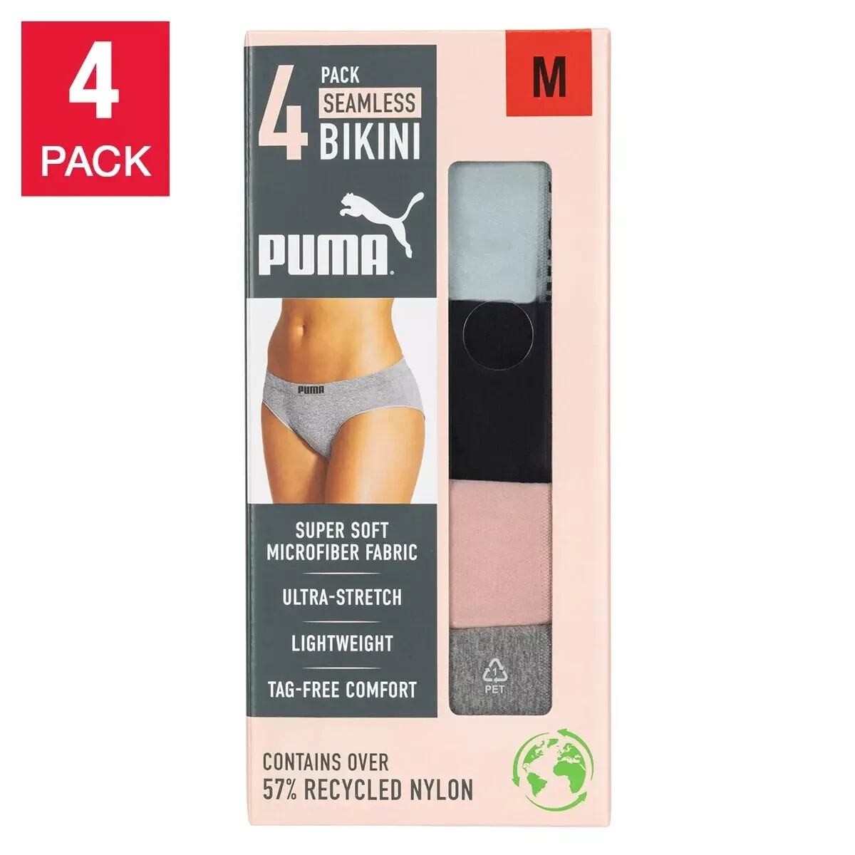 PUMA Ladies’ Seamless Bikini, 4-pack 3