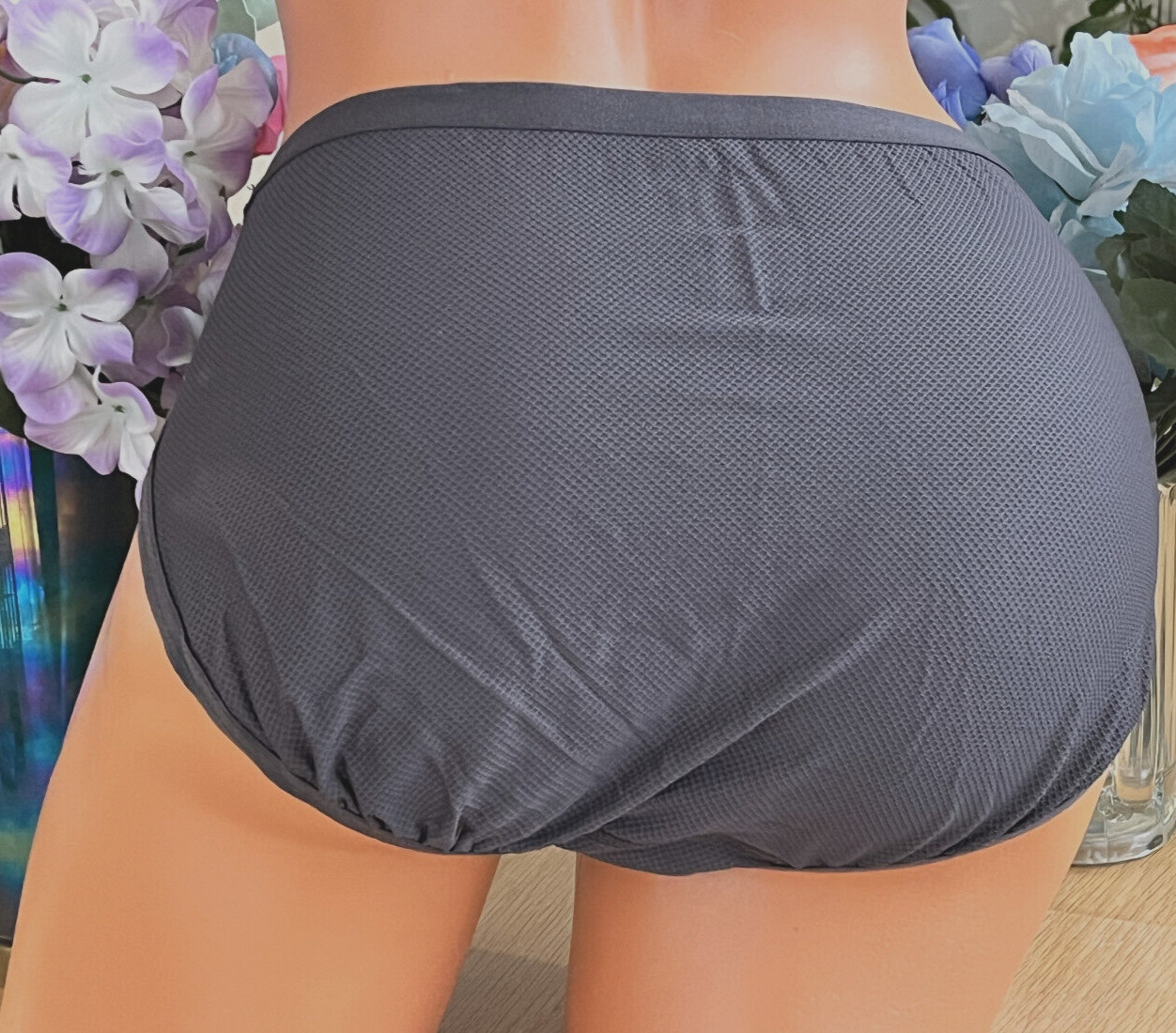 DULUTH Trading Co XL Dark Gray Hi Cut Nylon Blend Bikini Brief Panties NWOT