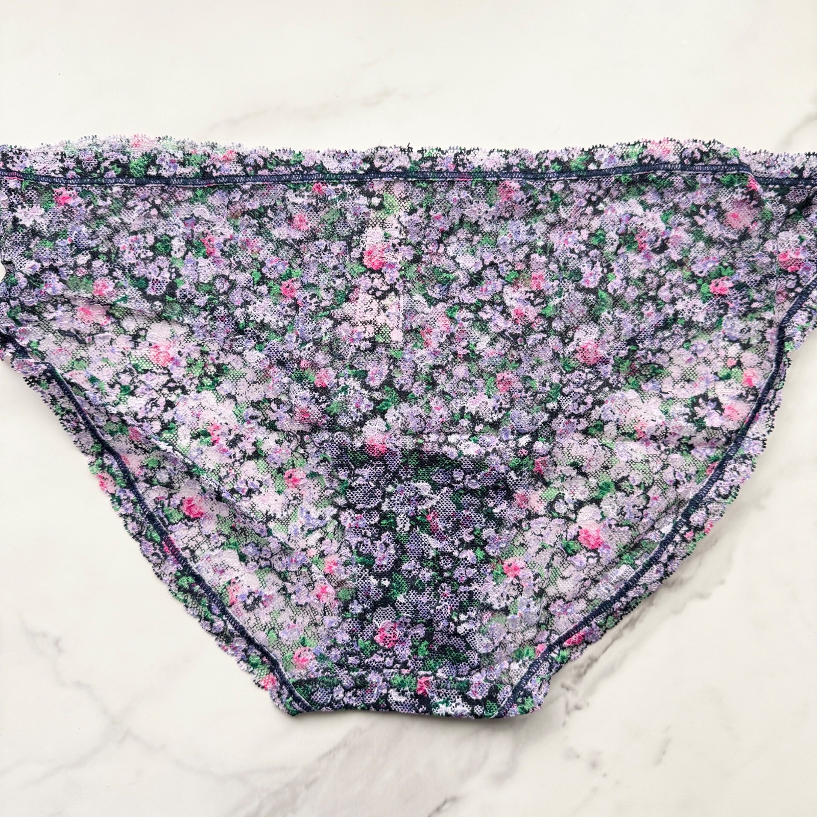 Victoria’s Secret The Lacie Posey Lace Bikini Panty Ensign Navy Ditsy Floral XL