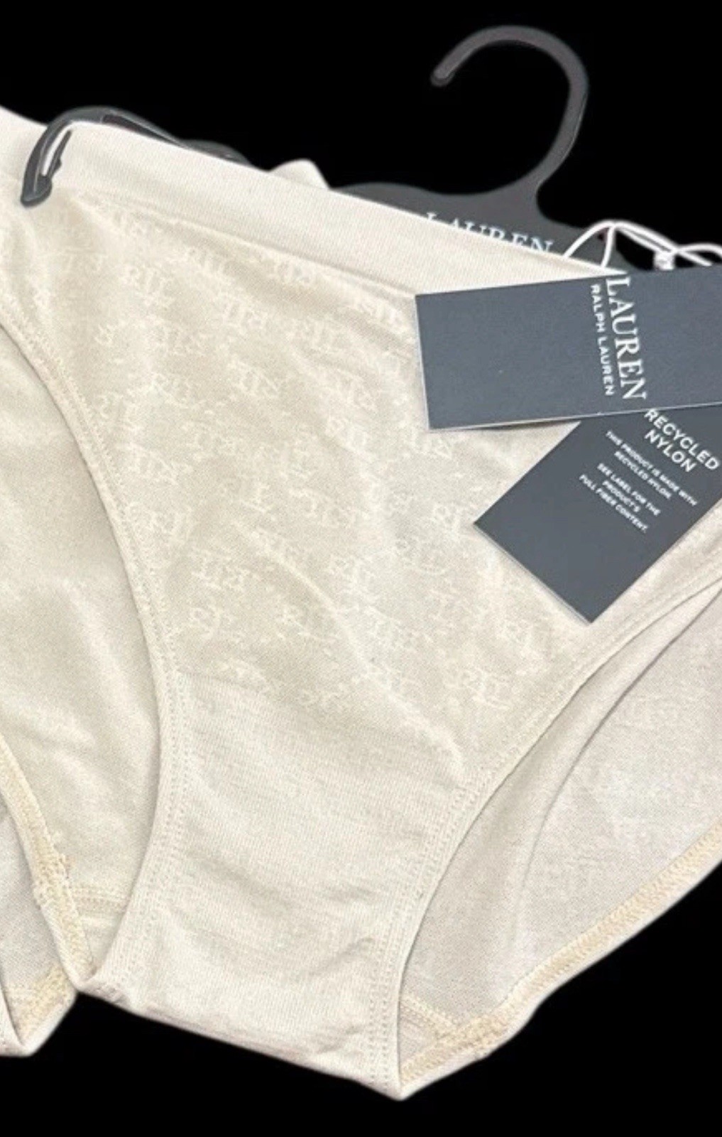 Ralph Lauren LRL Monogram Mesh Bikini Panty Women’s Size Medium Tan 2-Pack NWT