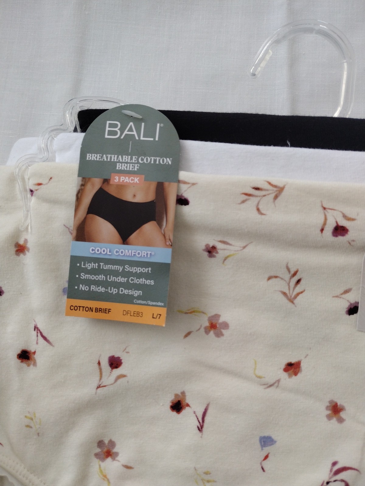 Bali DFLEB3 Cotton Collection 7/L Brief Panty – 3 Pack ASSORTED COLORS NWT