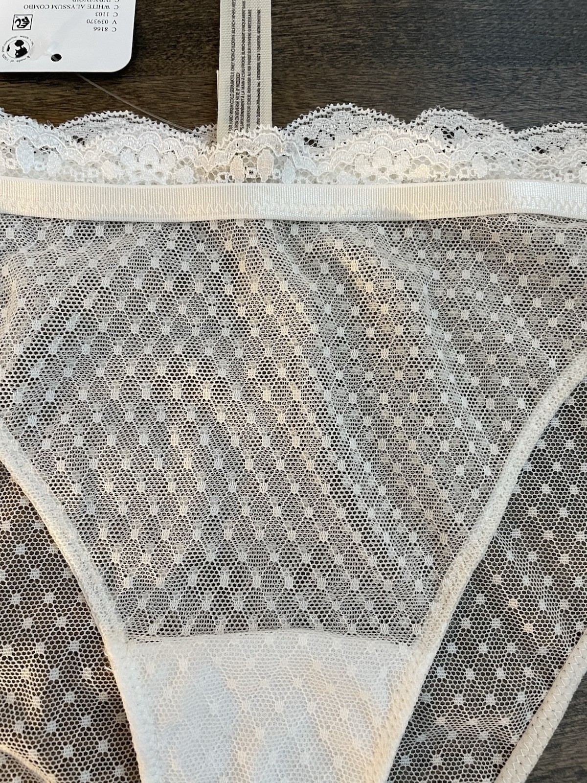 Free People Intimately White Ivory Mesh Dot Lace Bikini Panties Underwear Sz XL