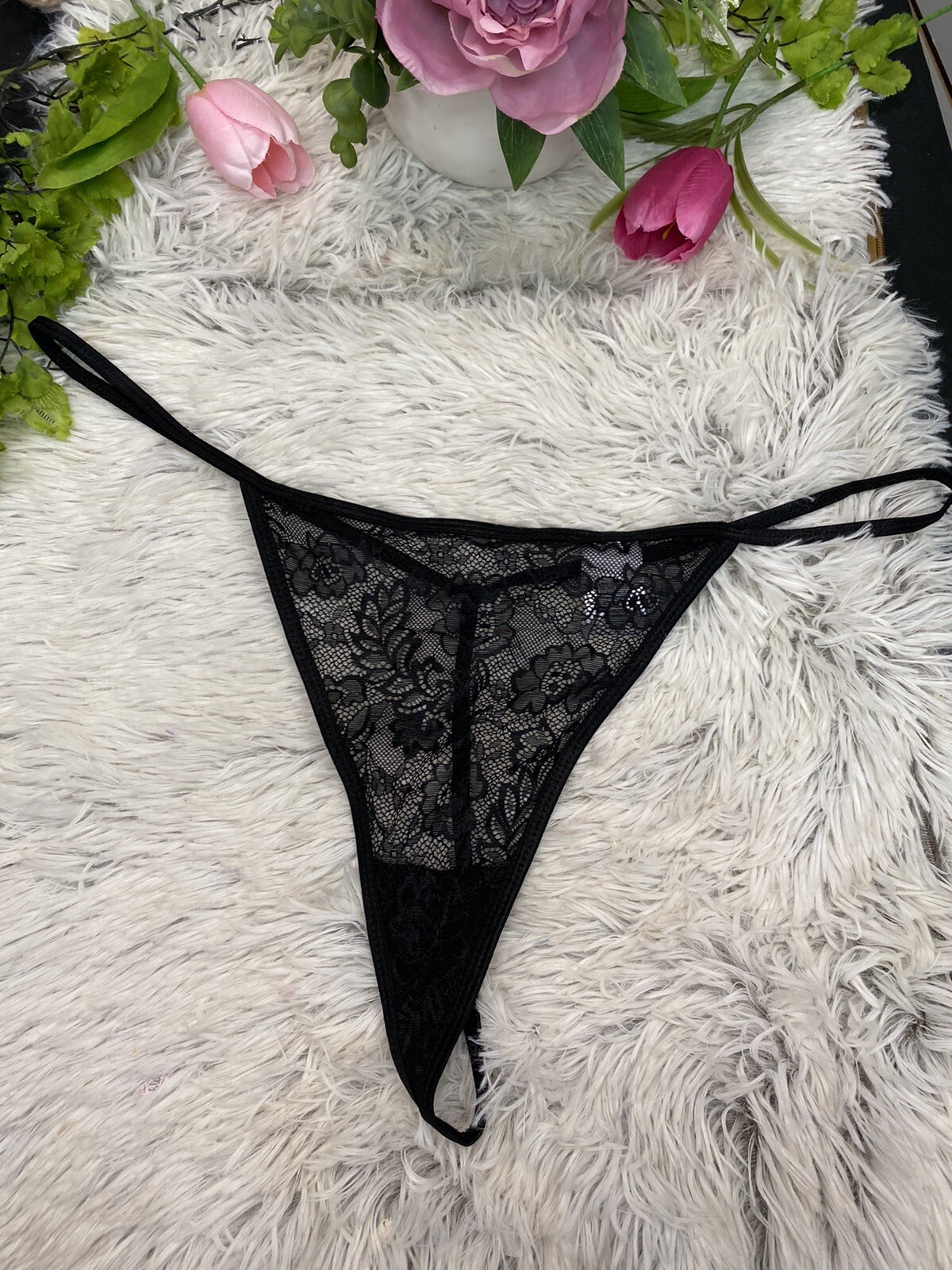 Secret Treasures Black Floral Sexy T-String Thong Sz 3X (22W-24W) NWOT