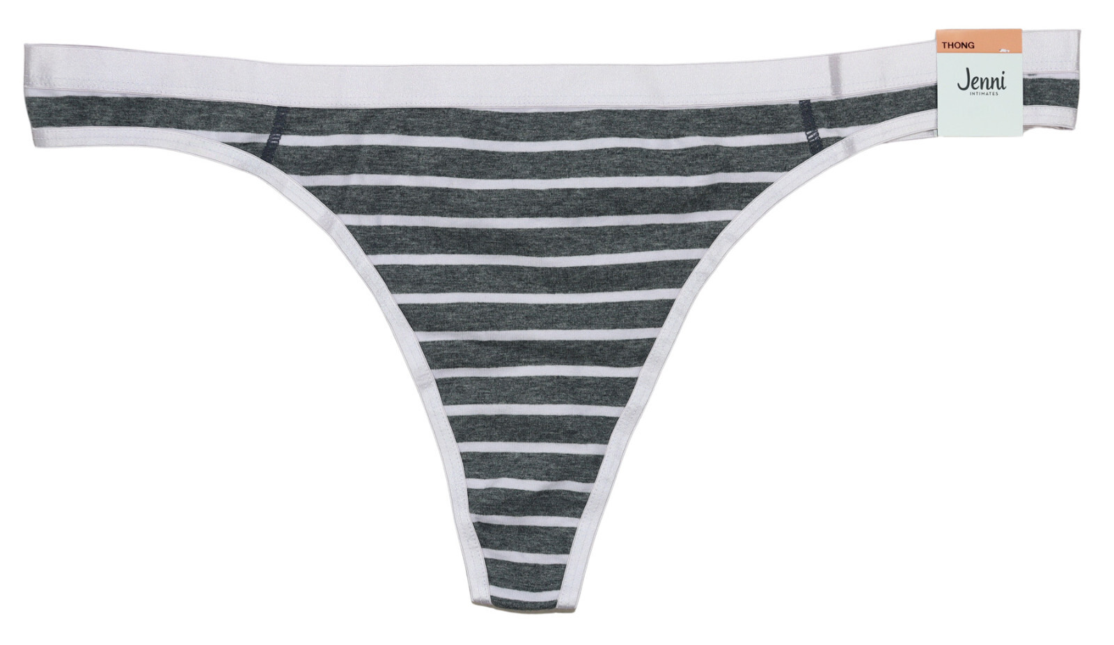 Jenni Jennifer Moore Striped Thong Panty Women’s Underwear XXXL NWT Pink/Grey