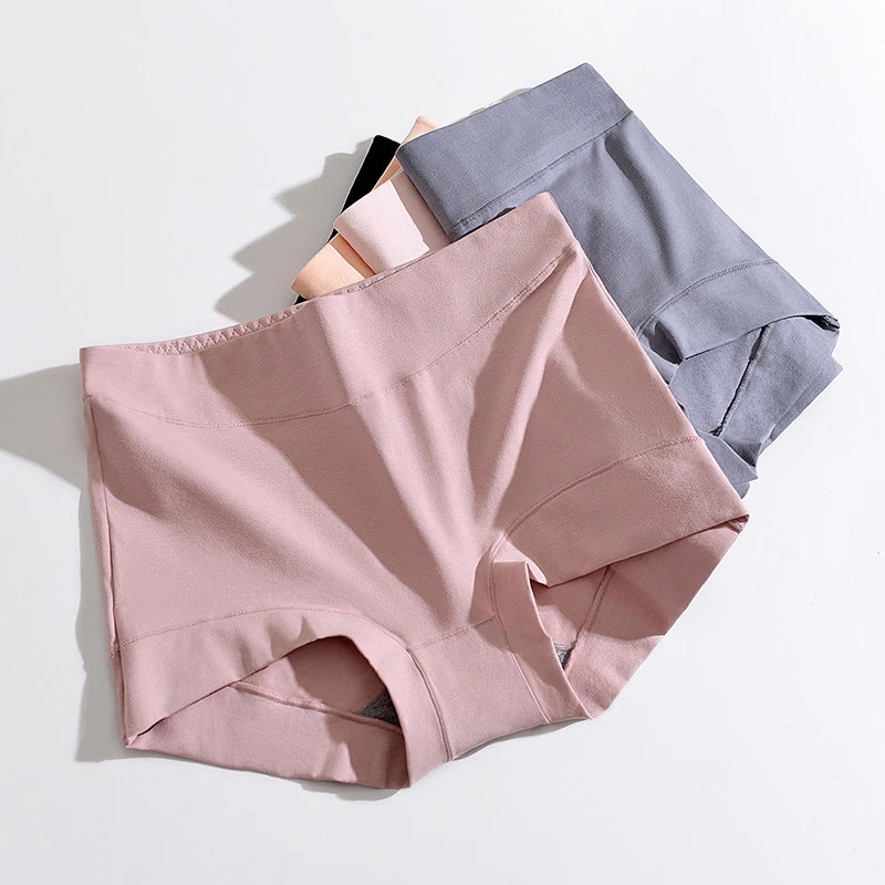 1pc High Rise Panties Pure Cotton Solid Color Boxer Shorts Plus Size Underwear