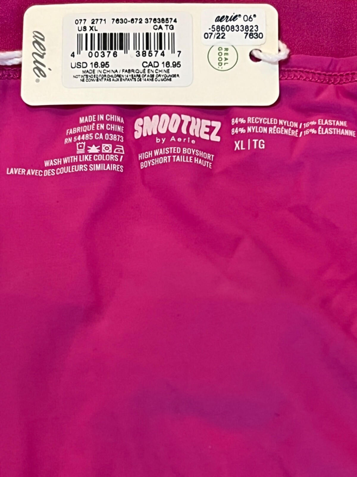 NWT AERIE Smoothez High Waisted Boyshort Pantie Sz XS-S-M-L-XL Fuchsia Pink