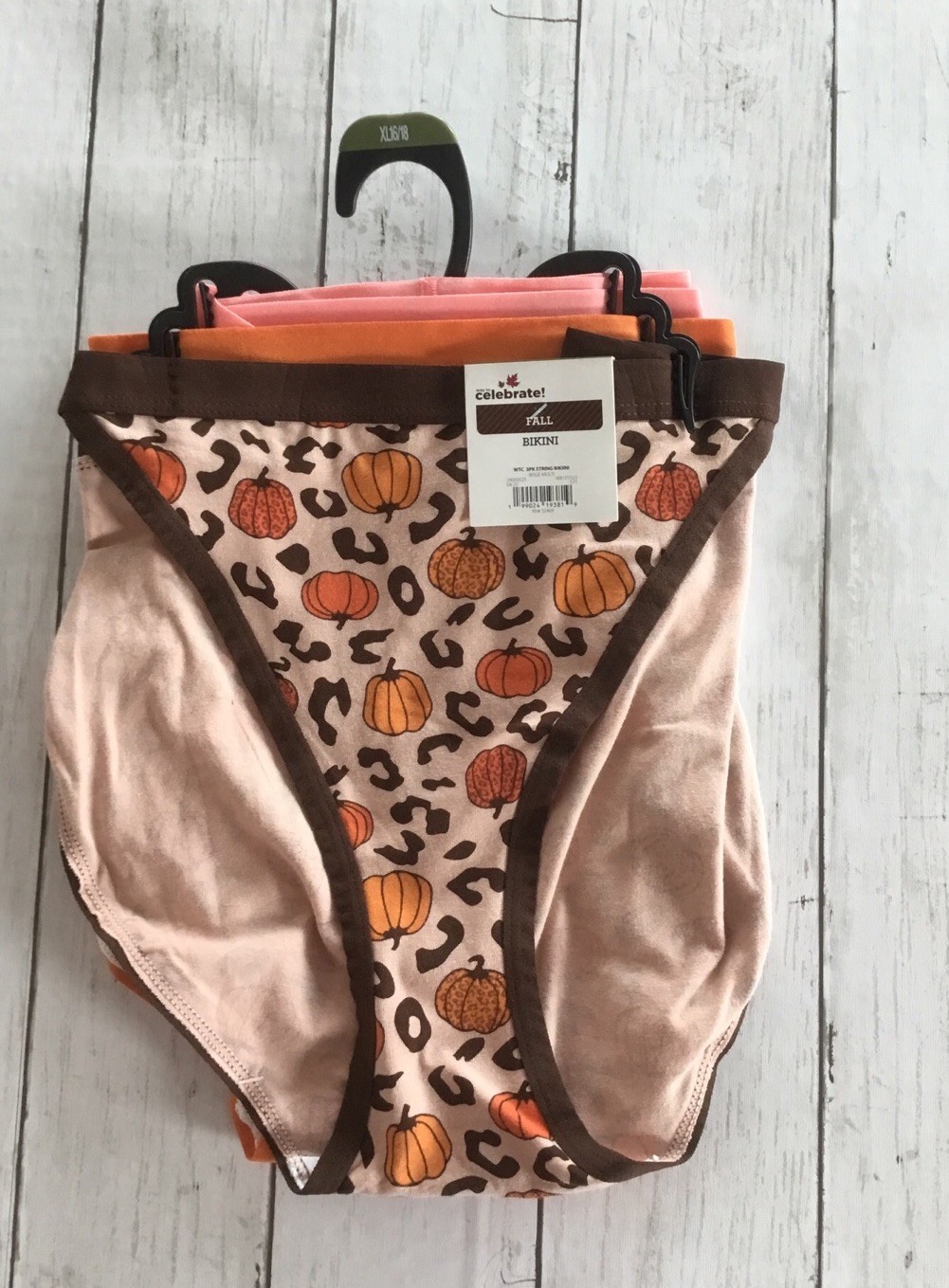 Way to Celebrate Women’s String Bikini Panties Fall Prints 3 Pack XL (16-18)