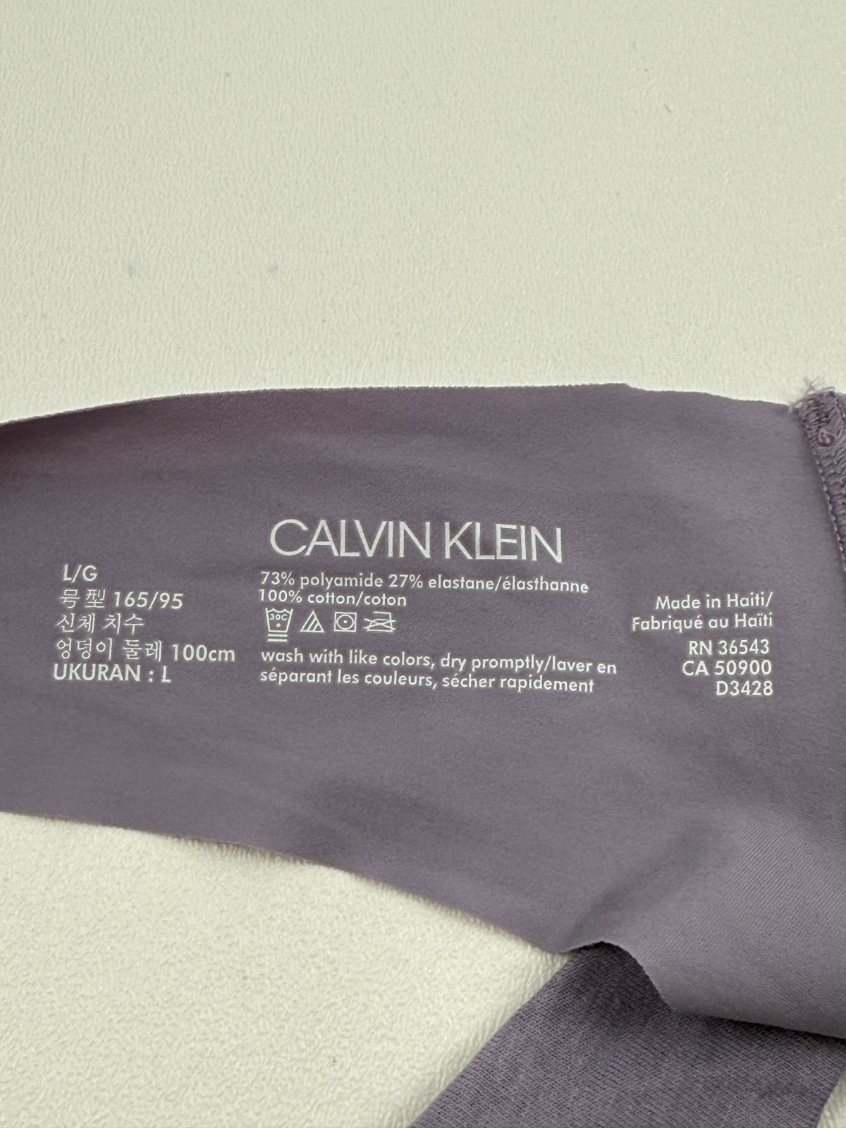 Calvin Klein Women Invisibles Microfiber Low Rise Stretch Thong Lavender L NWT