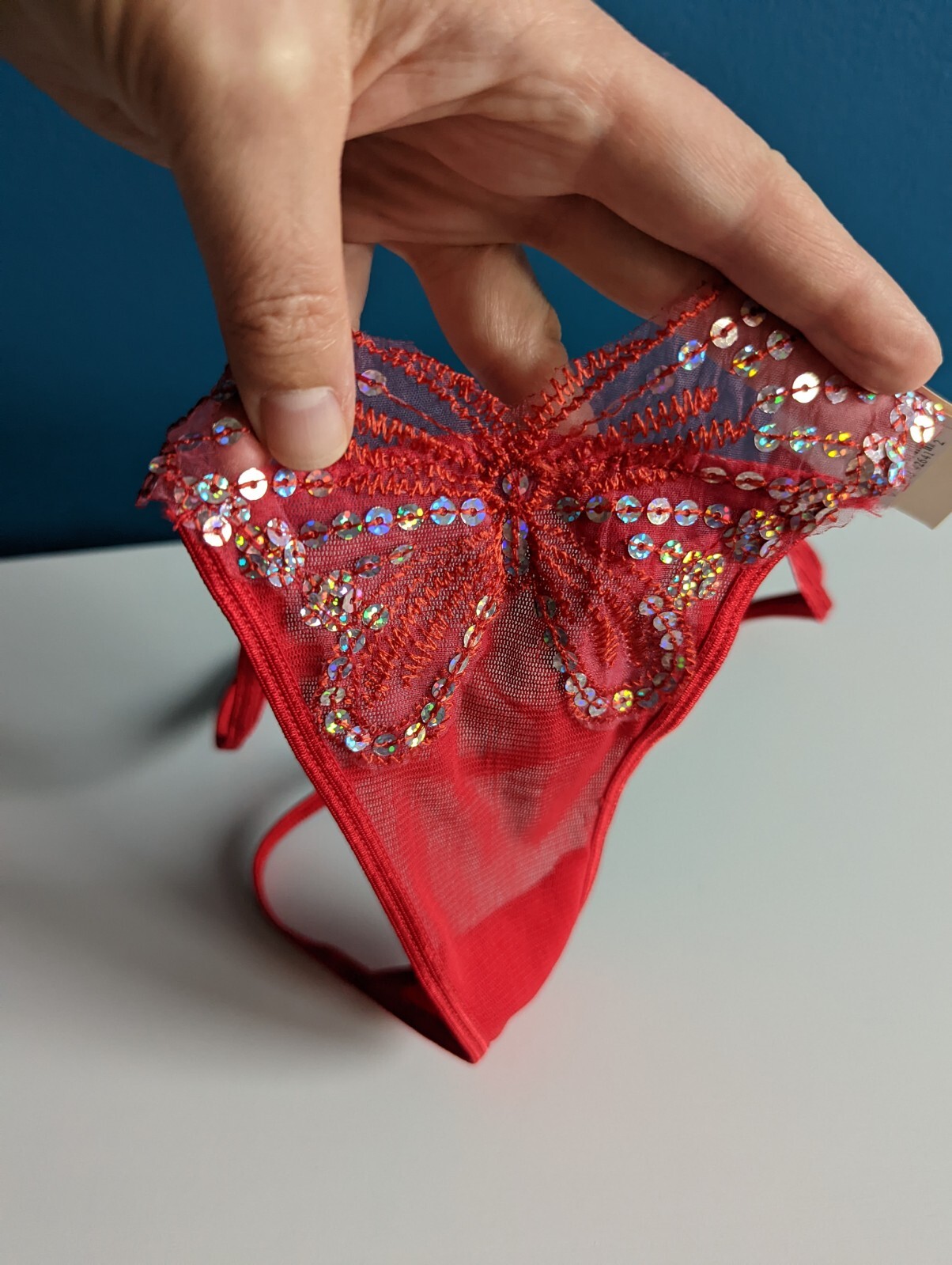 VTG Y2K Butterfly Thong G String Panties NWT NOS XL Sequins Simple Pleasures