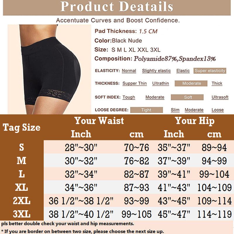 Buttock Padded Bum Pants Hip Enhancer Shaper Butt Lifter Boyshorts Underwear MLS