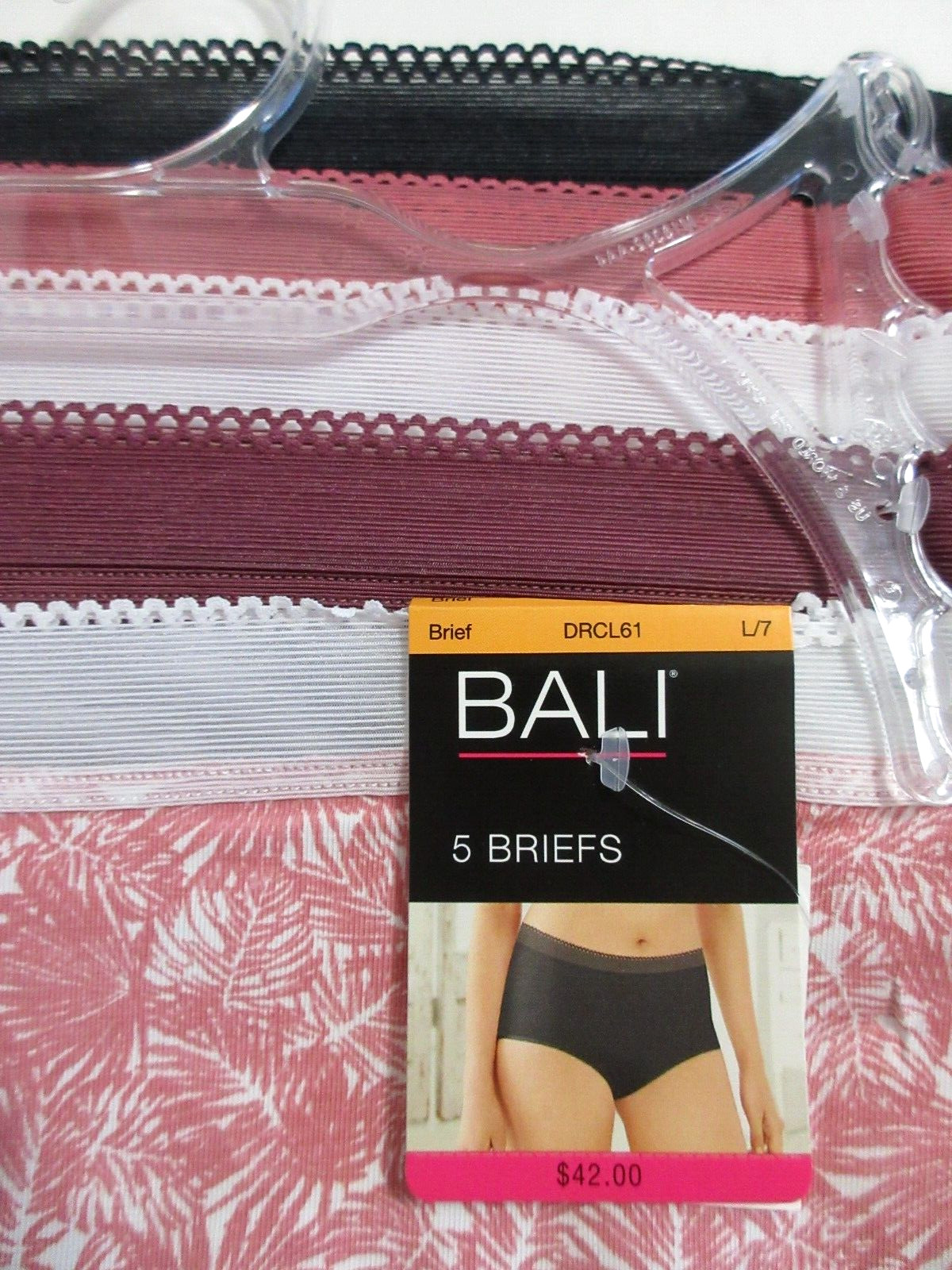 Bali 5-Pair BRIEF Panty underwear Cotton Style DRCL61 multicolor Women~ L/7 $42