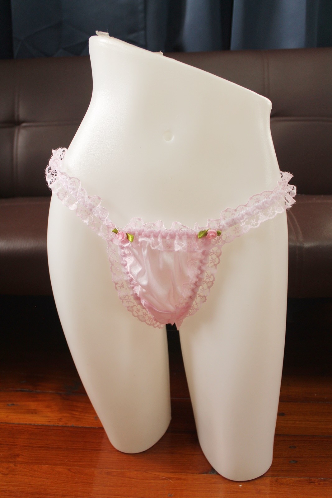 #A368 Vintage Style 2XL/ElasticW.24-44″ Pin Nylon Thong Bikini Panties Underwear