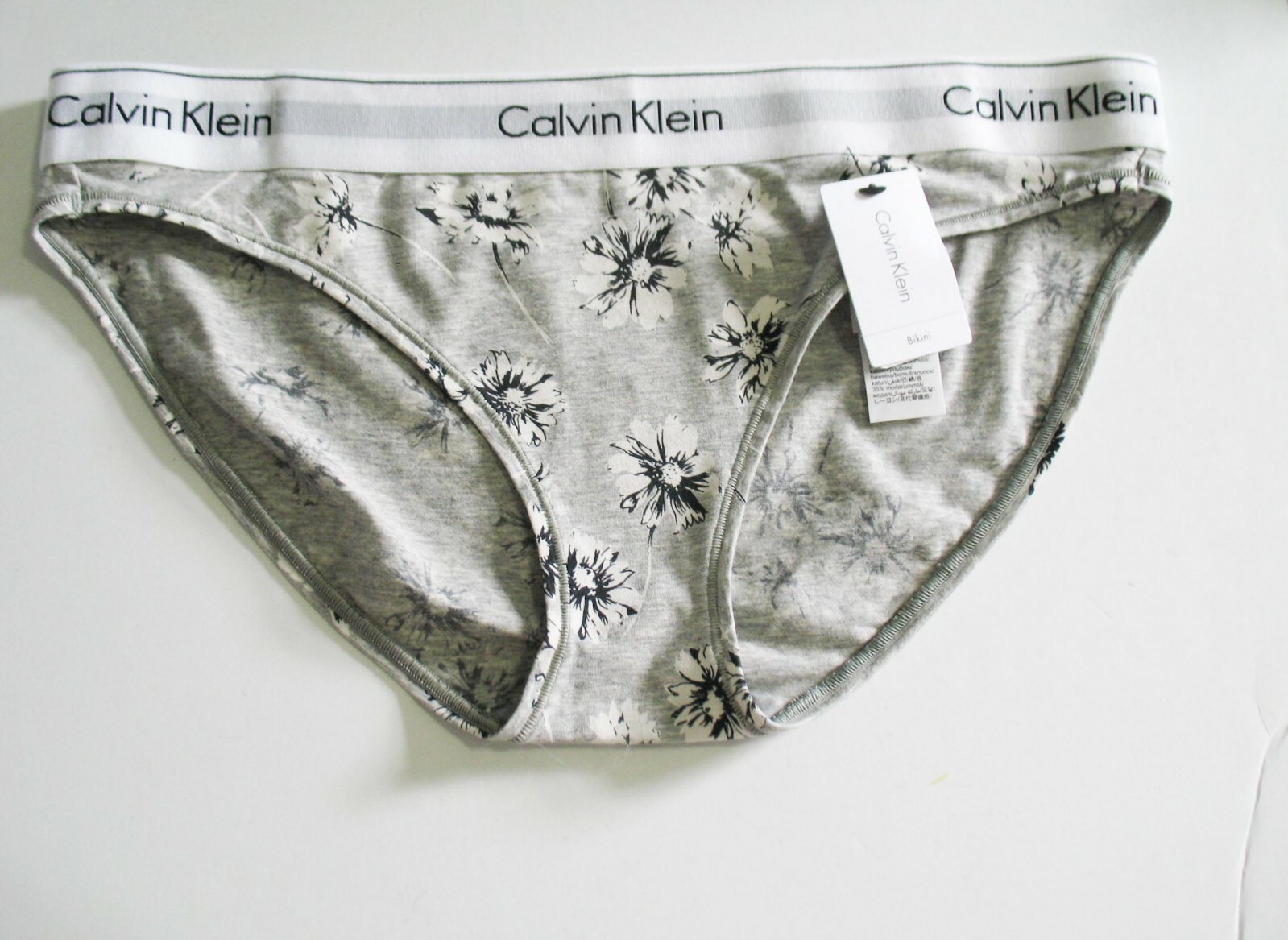 Calvin Klein Modern Cotton Bikini Panty Gray Floral F3787 Sz XS – NWT