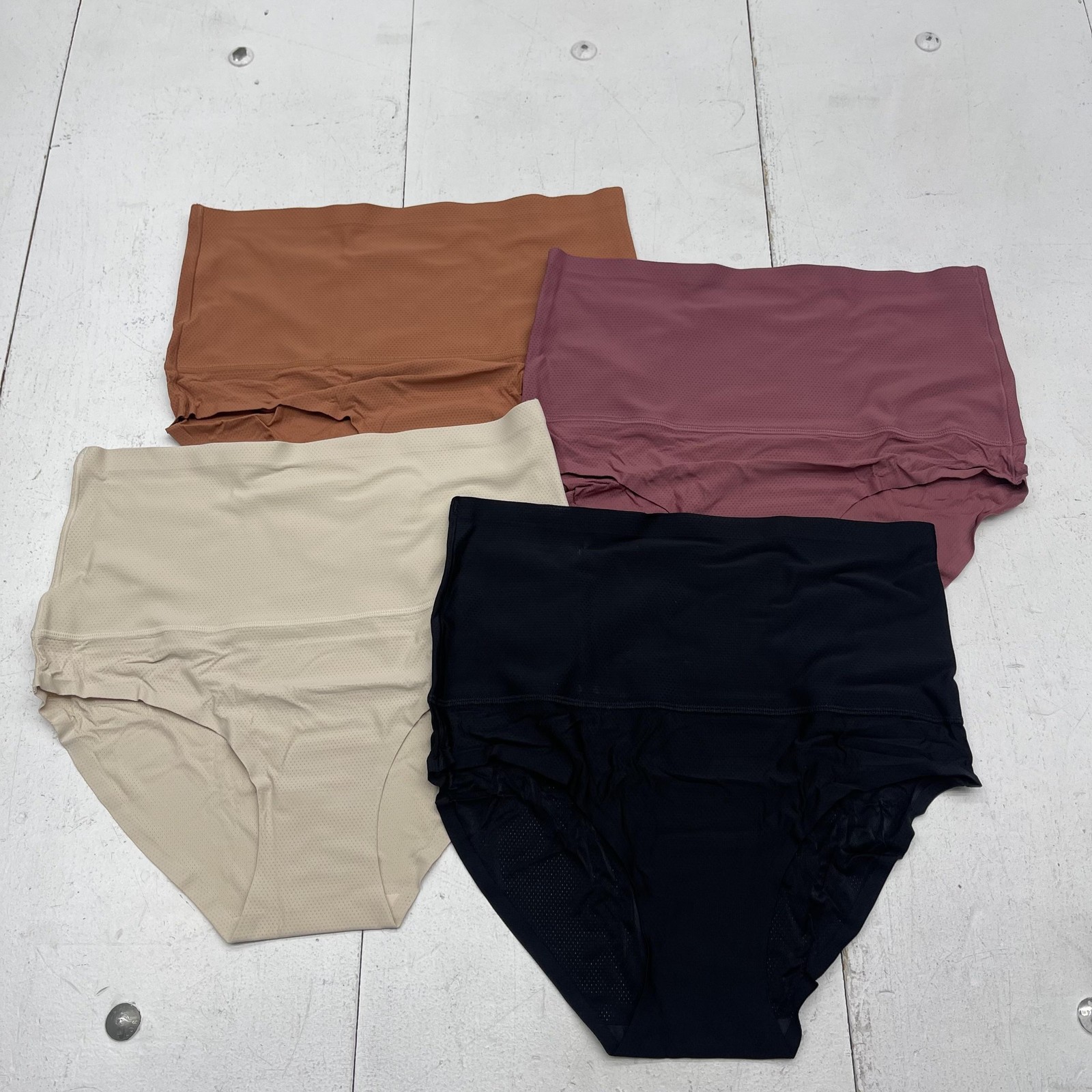 FINETOO Briefs Womens Large High Waist Seamless 4 Pack Black Beige Pink Brown