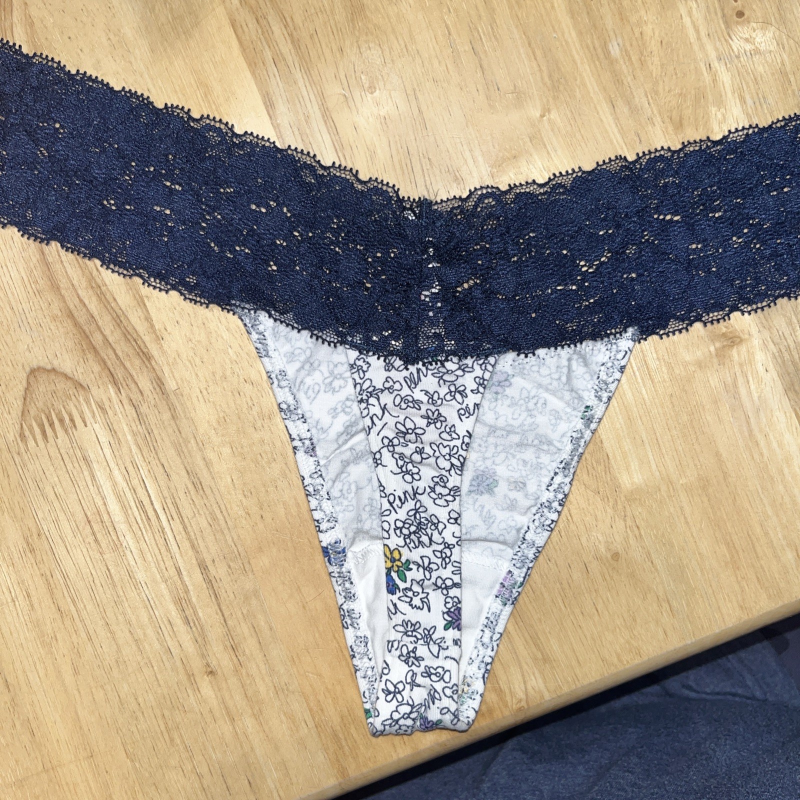 True Vintage Victoria’s Secret PINK Extra Low Rise Lace Waist Cotton Thong Panty