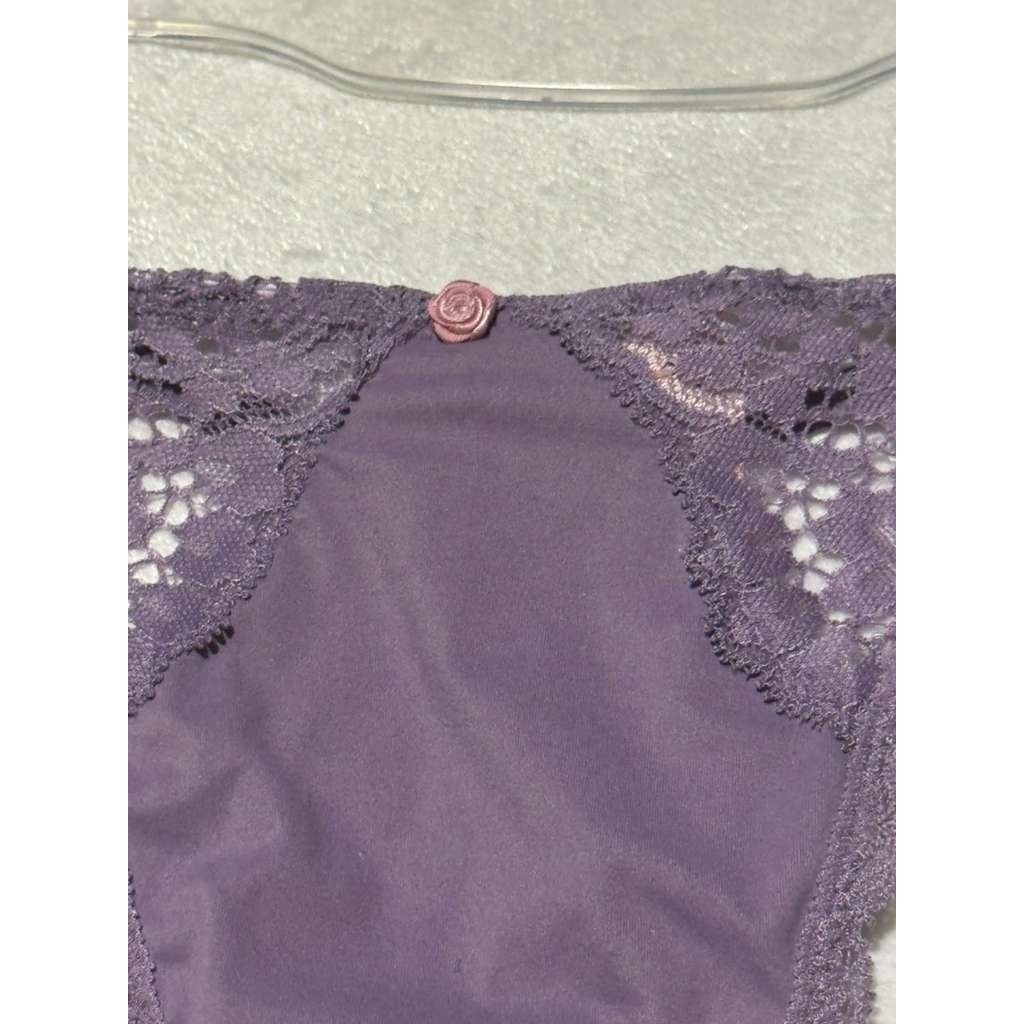 Victoria’s Secret Sexy Illusions Lace Thong Panty Plum Purple Size L NWT