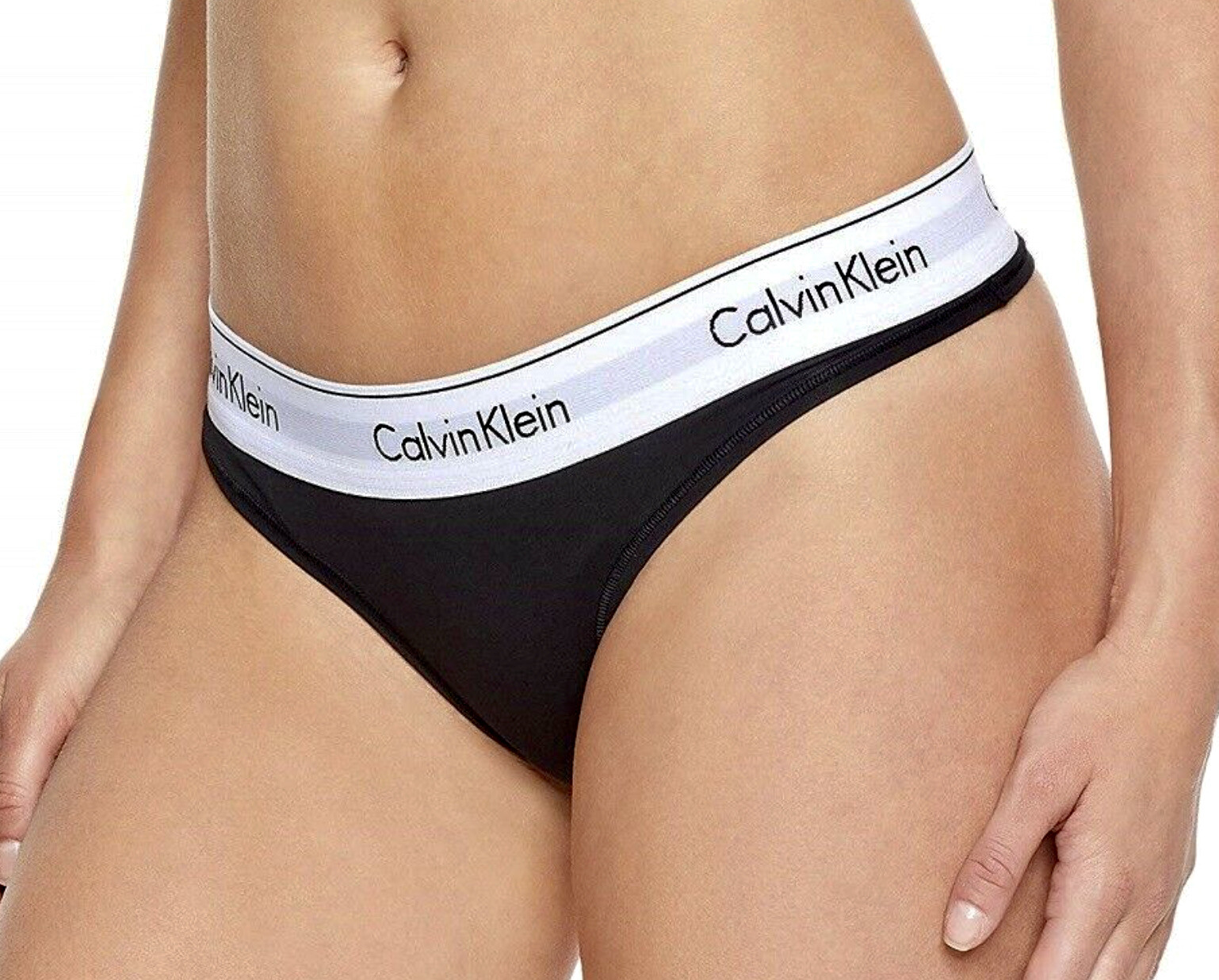 CALVIN KLEIN Modern Cotton Black White Thong Panty Womens XS 4 S 5 M 8 L 7 XL 8
