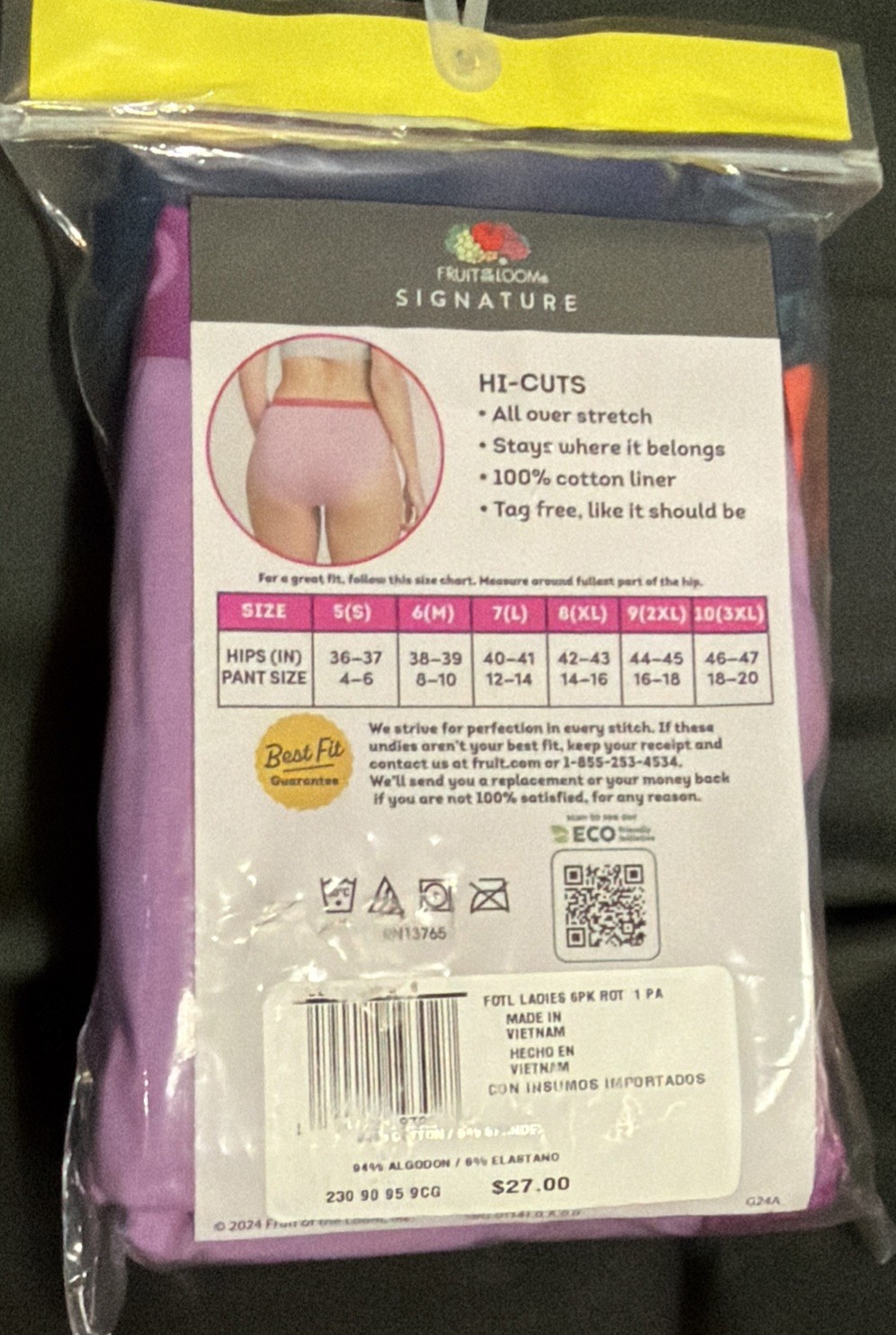 Fruit Of The Loom Signature Women’s Energize Hi-Cut Panties stretch 6/M NWT