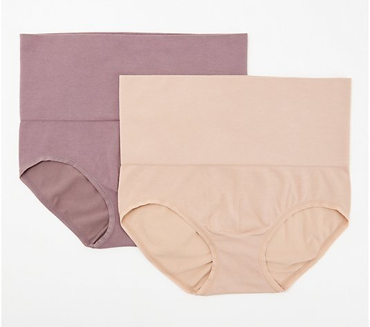 Breezies Set of 2 Modern Cotton Seamlss Shaping Brief-Latte/Mocha-Medium-A463935