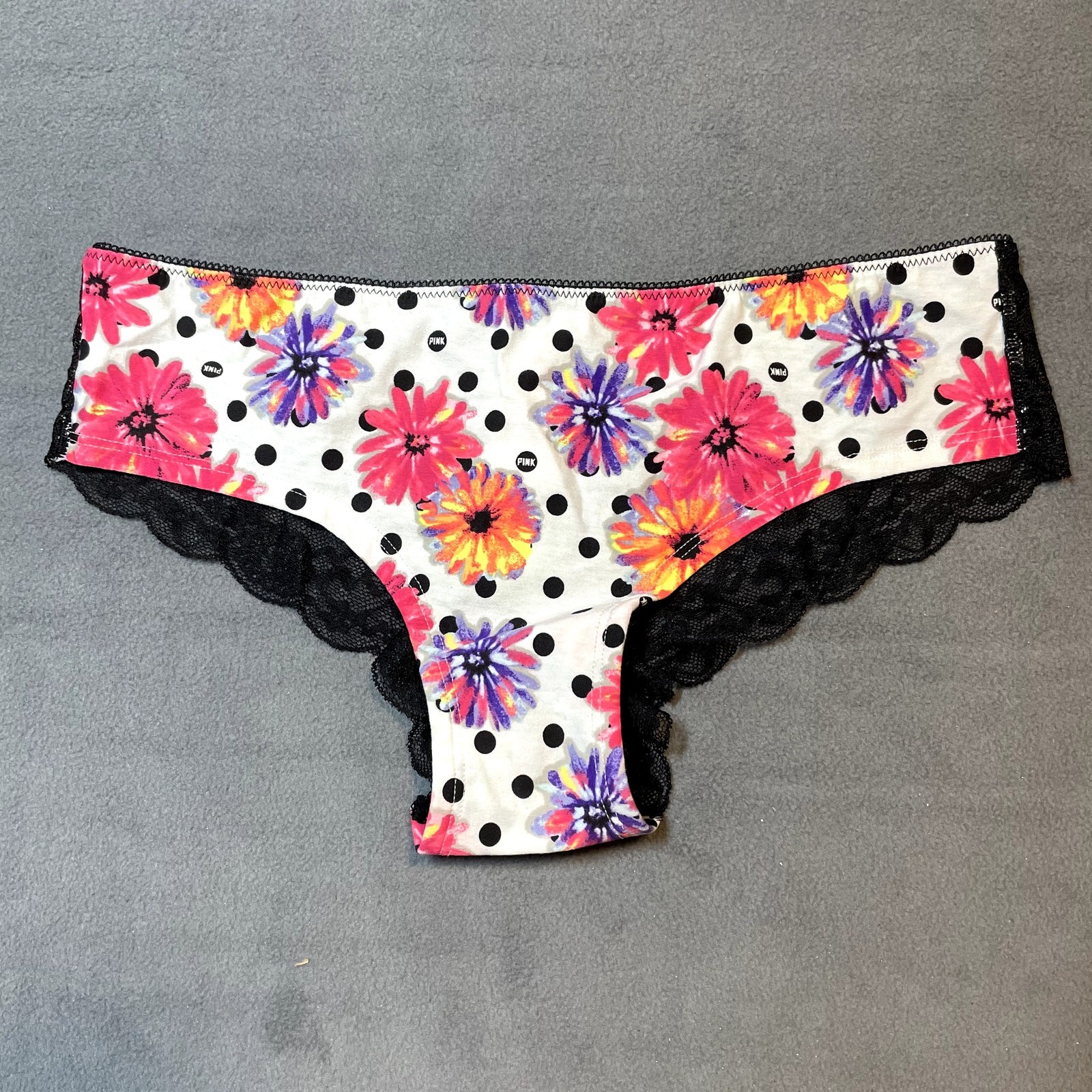 Victoria’s Secret PINK 2012 Lace Back Low Rise Hipster Panty Floral Polka Dot