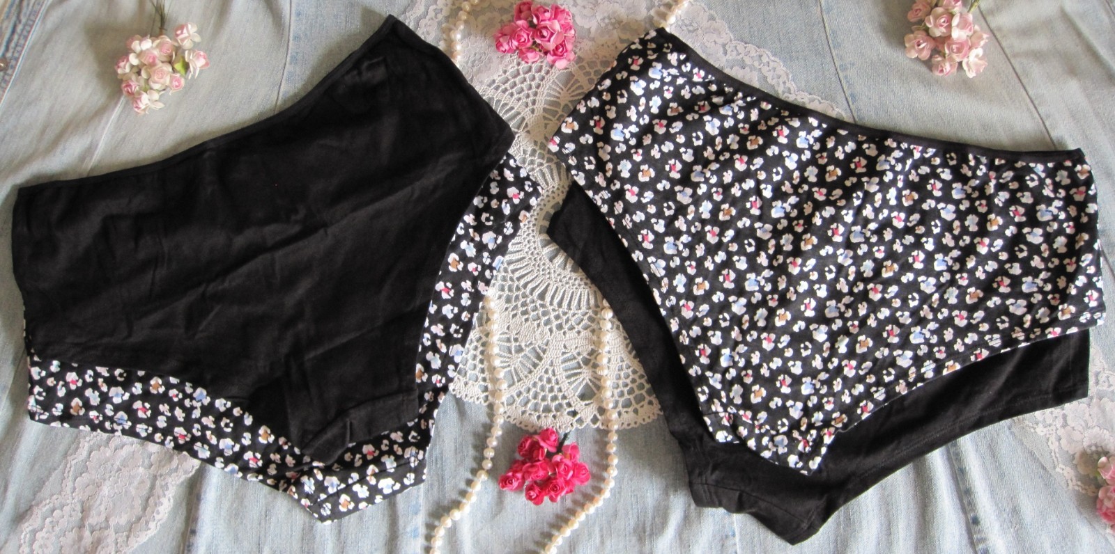 4 x Primark 100% COTTON *Short* Briefs Pack Black White Multi Leopard S 10-12