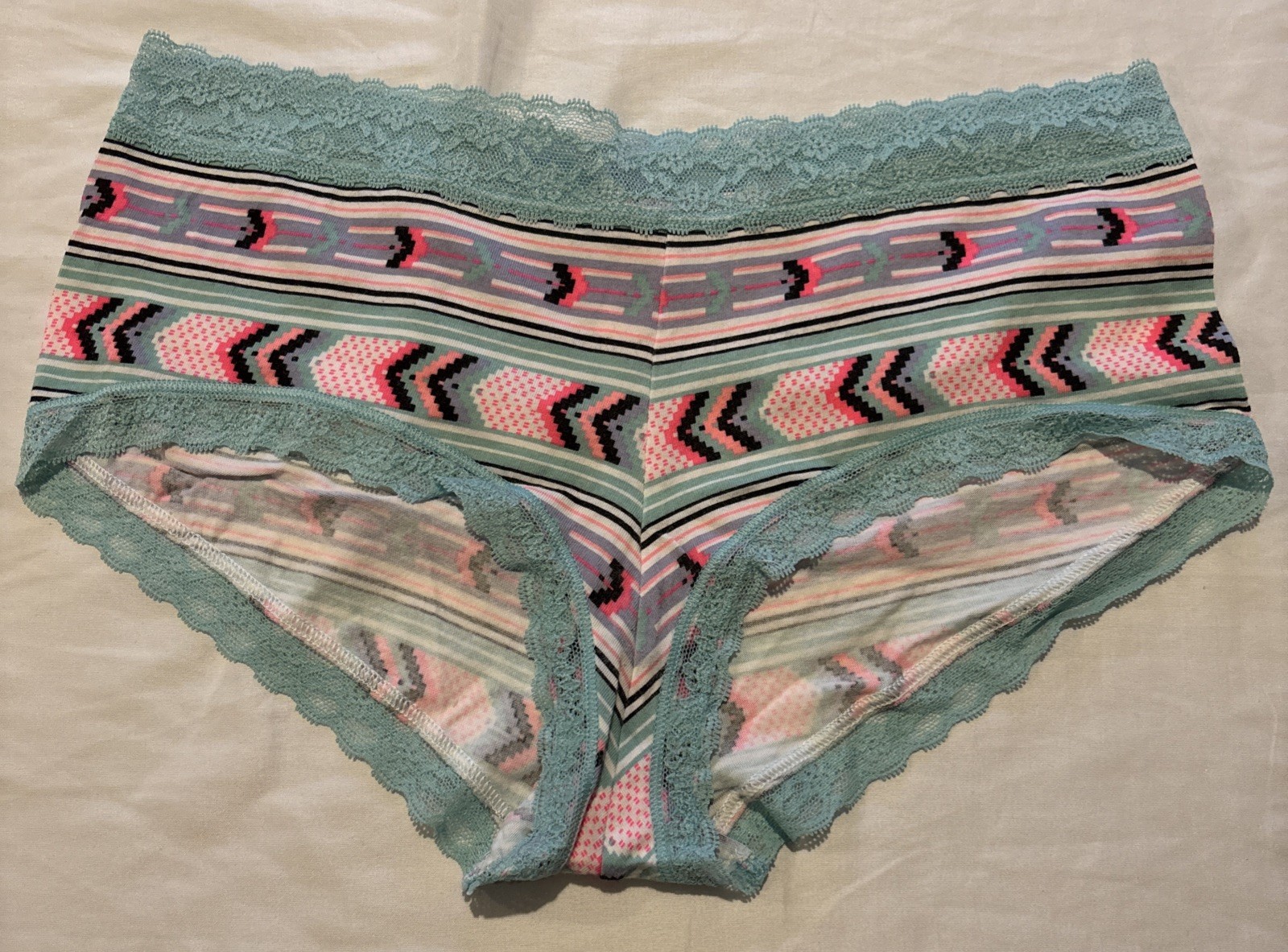 Victoria’s Secret Vintage 2015 Lace Shortie Panties Bundle Of 2 Aztec Teal M