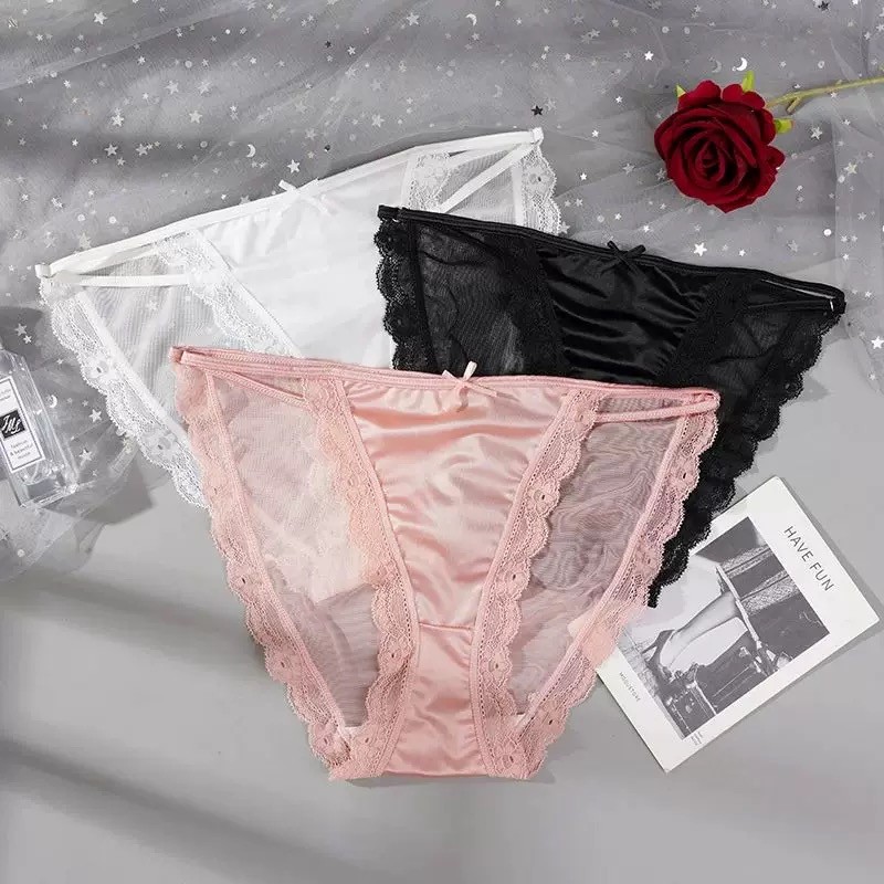 5 Pcs Lot Womens Sexy Satin String Bikinis Panties Silky Briefs Underwear M L XL