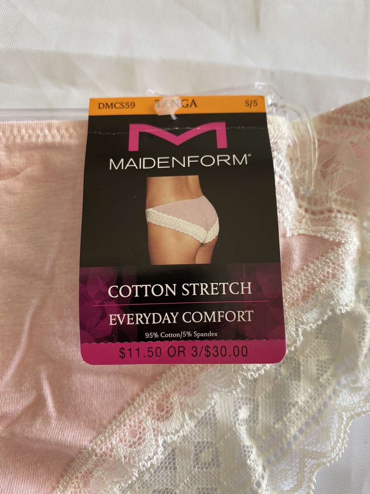 Maidenform Cotton Stretch Tanga Style DMCS59 Size Small 5 – Pink Heather – New