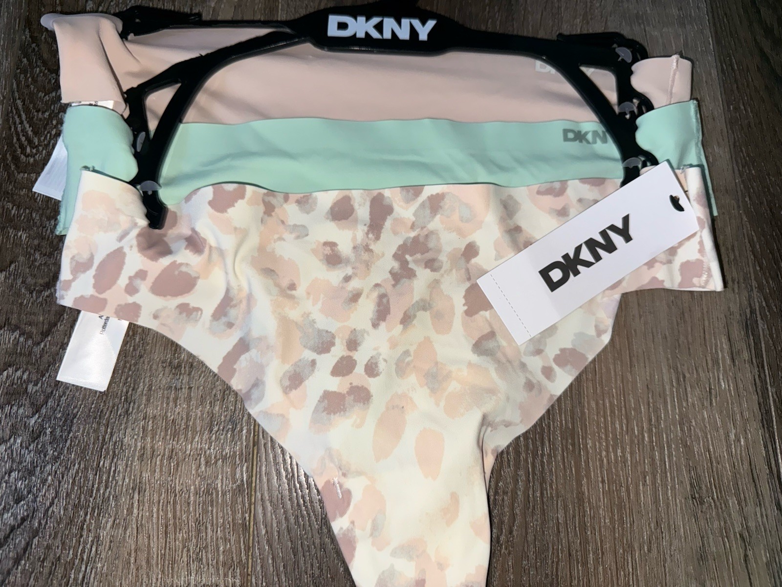 DKNY ~ Women’s Laser Cut Thong Underwear Panties Nylon Blend 3-Pair Bonded ~ S
