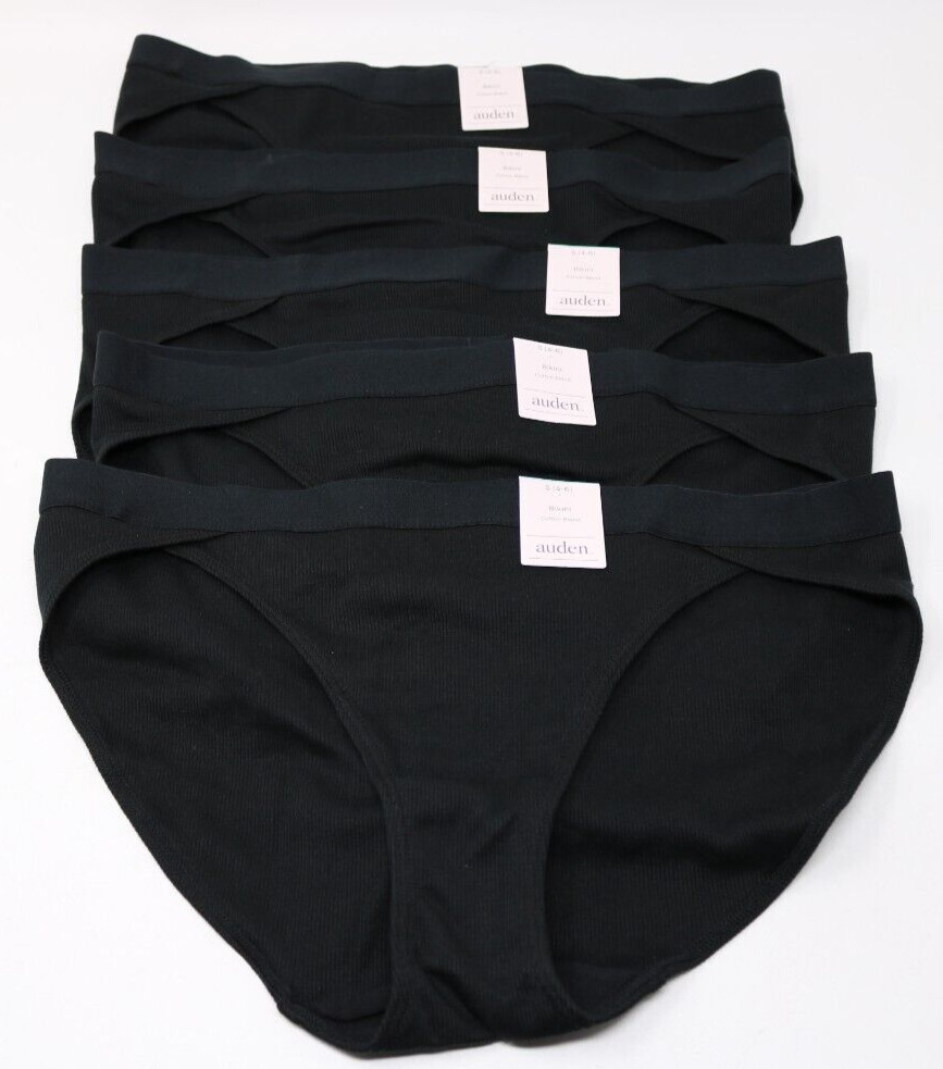 Auden Cotton Blend Bikini Panties Underwear Size S Small 4-6 Black Lot of 5 NWT