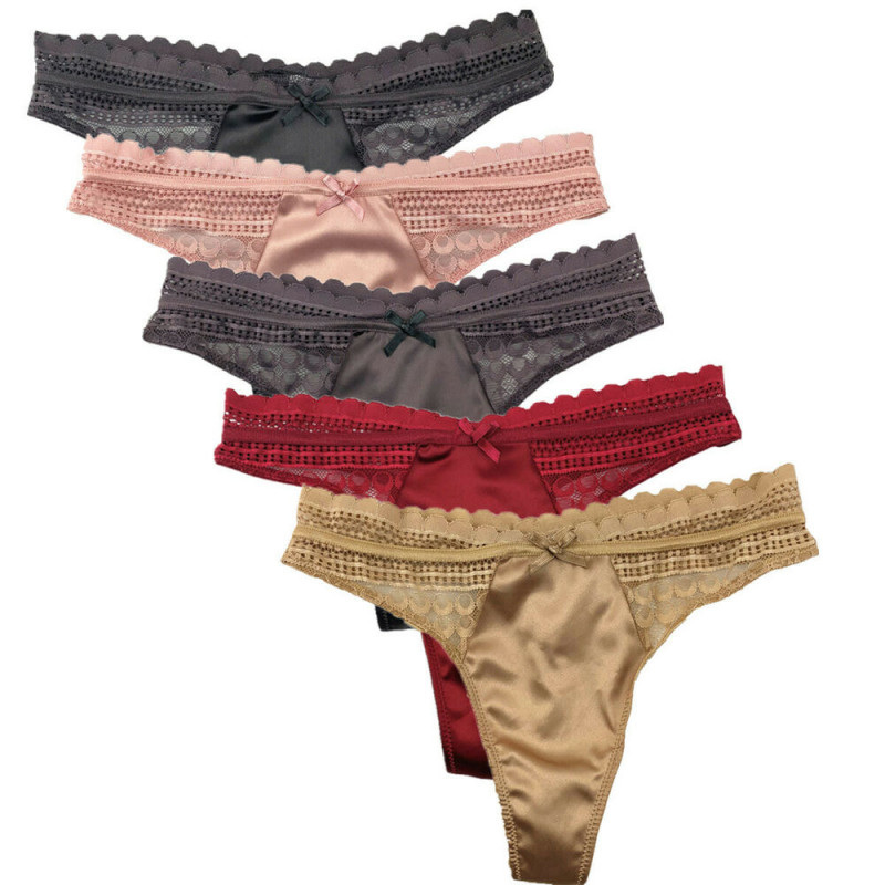 1/5 Pack Lot Women’s Sexy Satin G-string Thongs Panties Fashion Underwear,S-XL