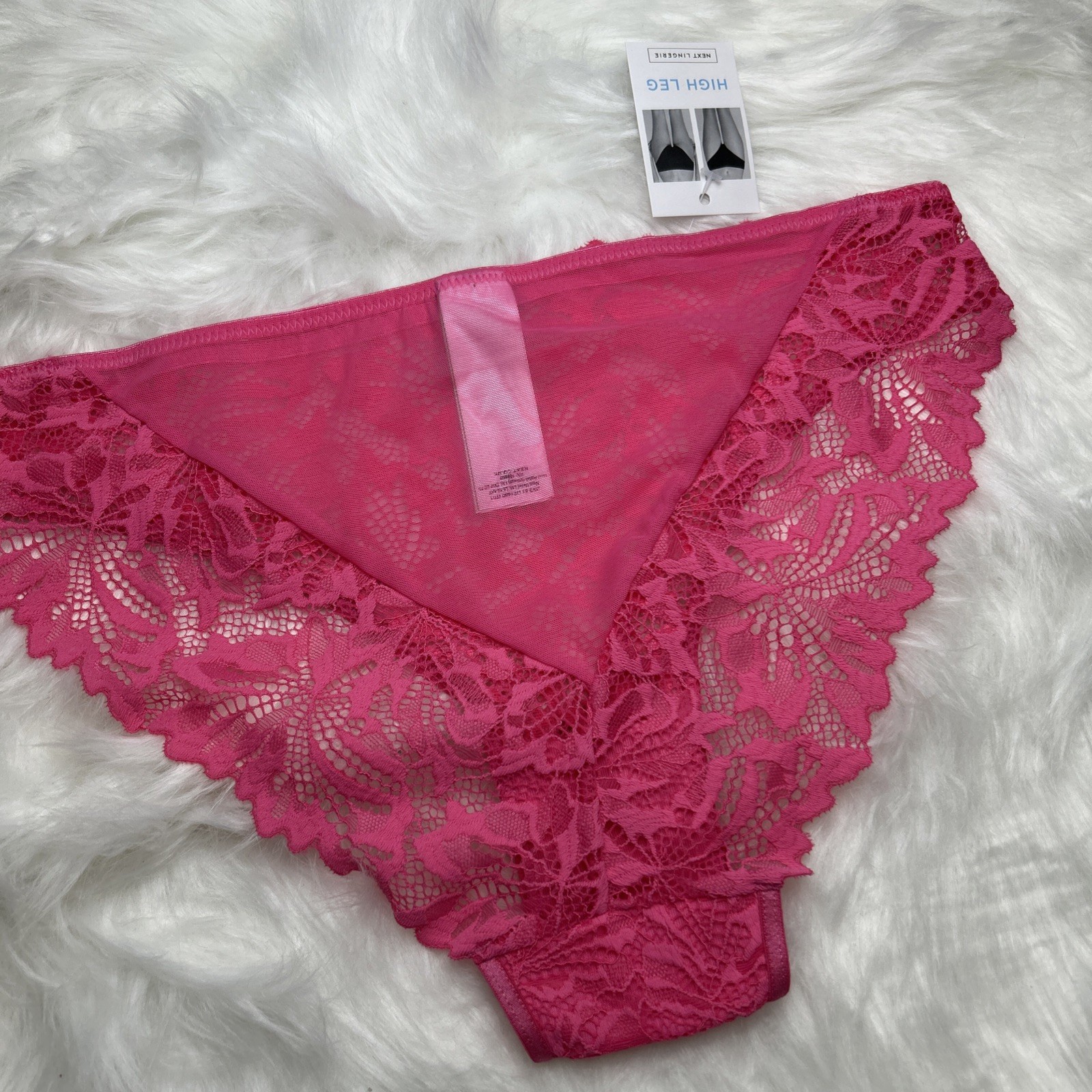 NEXT – HIGH LEG LACE KNICKERS – AV4-886 – SIZE UK 10 – PINK