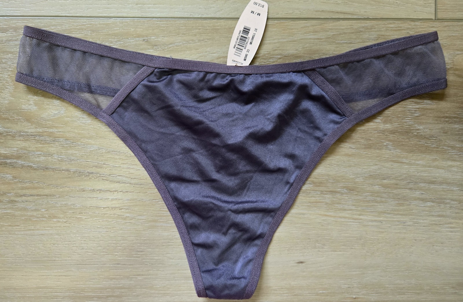 NWT Vintage Victoria’s Secret Everyday Perfect Silky Satin Mesh Thong Panties M