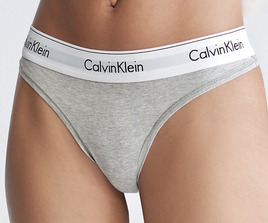 CALVIN KLEIN Modern Cotton Grey White Black Thong Panty Womens Sz M 6 XL 8 F3786