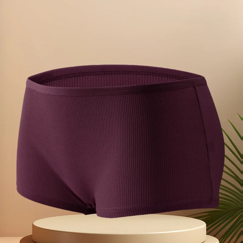 1pc Cotton Panties Seamless Sports Boxers Solid Color Cozy Soft Women Wear