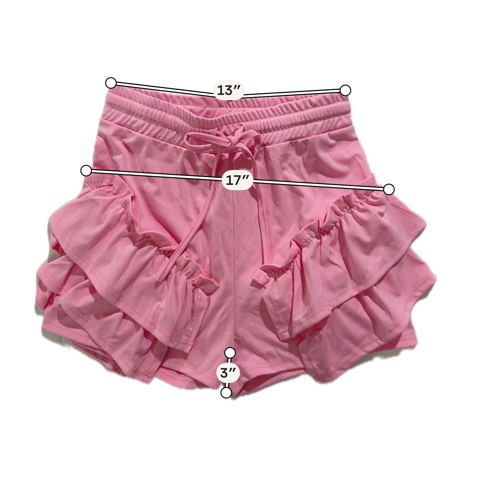 Pink Ruffle Lounge Set Crop Tank & Shorts Elastic Waist XL