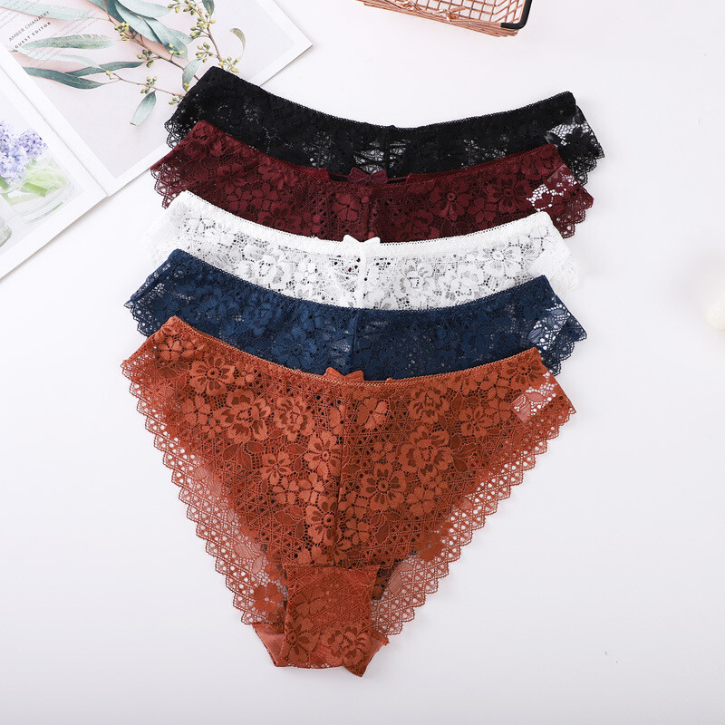 5 Pack Lot Sexy Womens See Through Lace Panties Lingeries French Underwear Brief
