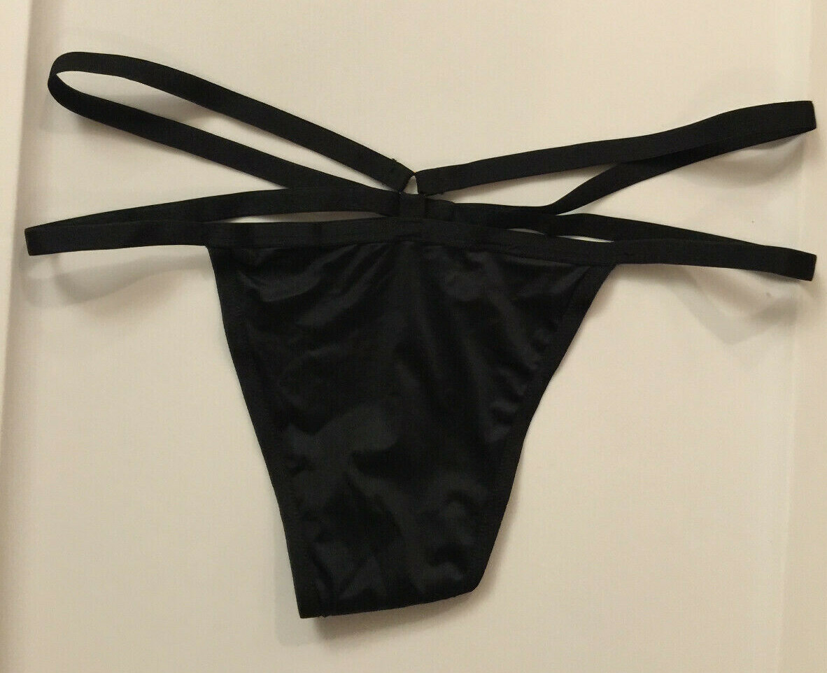 Victorias Secret Very Sexy Black Dual Strap Thong Panties Metal Accent XS-S-M-L