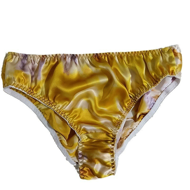 100%silk Print High Waist Panties Underwear Plus Breathable Triangular Underwear