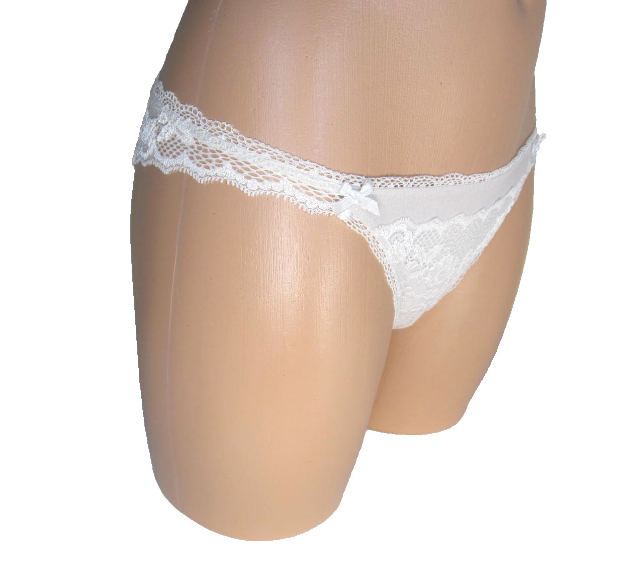 Victorias Secret NWT Size S Bikini Panties Set of 2 Solid ivory + Rose Print