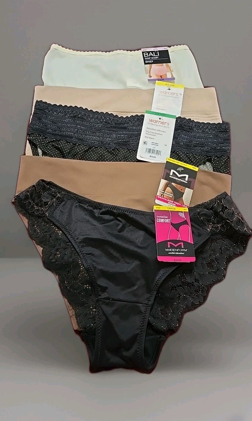 Lot Of 6 Assorted Briefs Panties M/6 Warners Maidenform Charter Club Bali Nwt