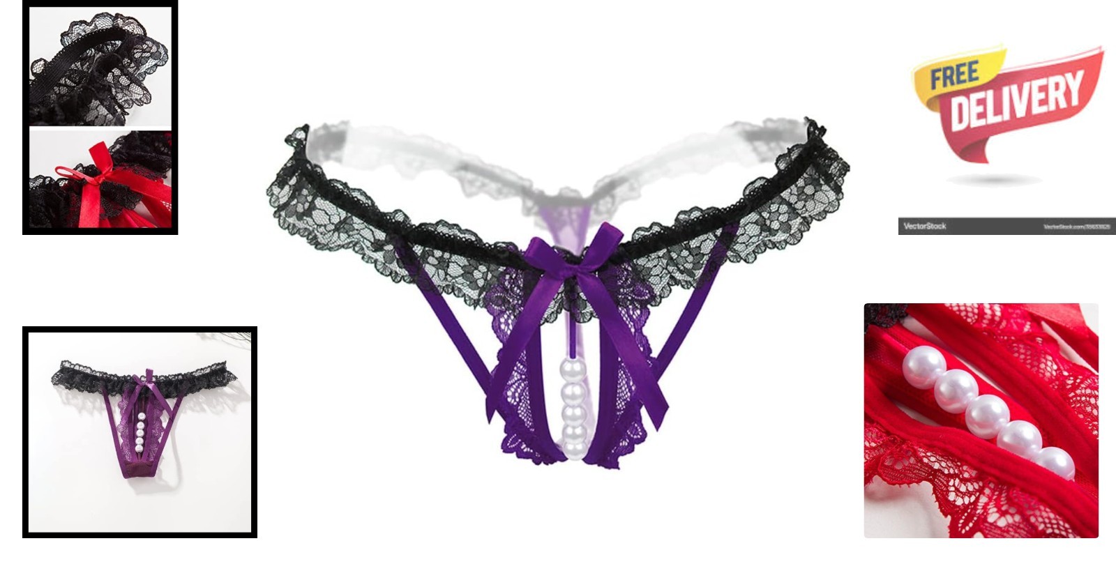 Luxe Purple Lace G-String with Pearl Embellishments – Sexy Women’s Panties