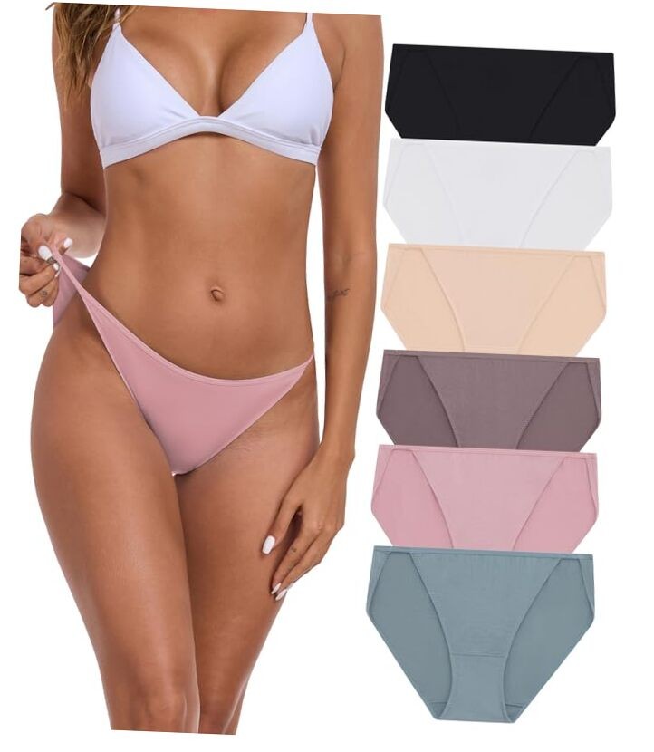 Women’s High Cut String Bikini Underwear Soft Medium 6 Pack Multicolor 6 packs